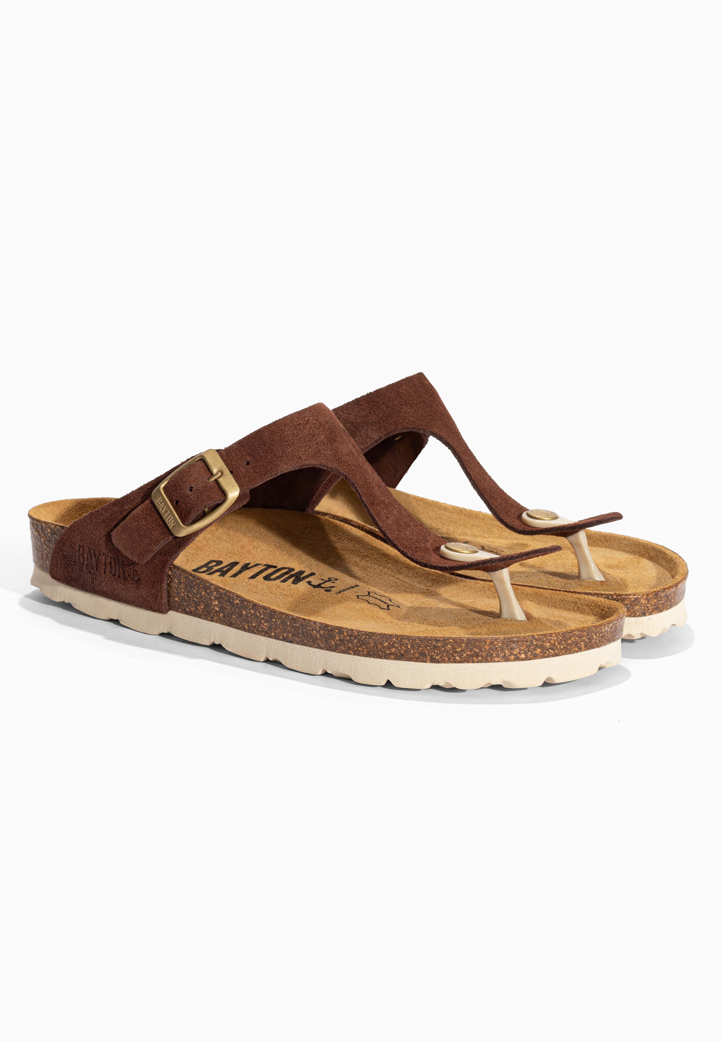 Sandales à Entre-doigts Mercure Marron en Cuir Suédé Bayton pour Femme