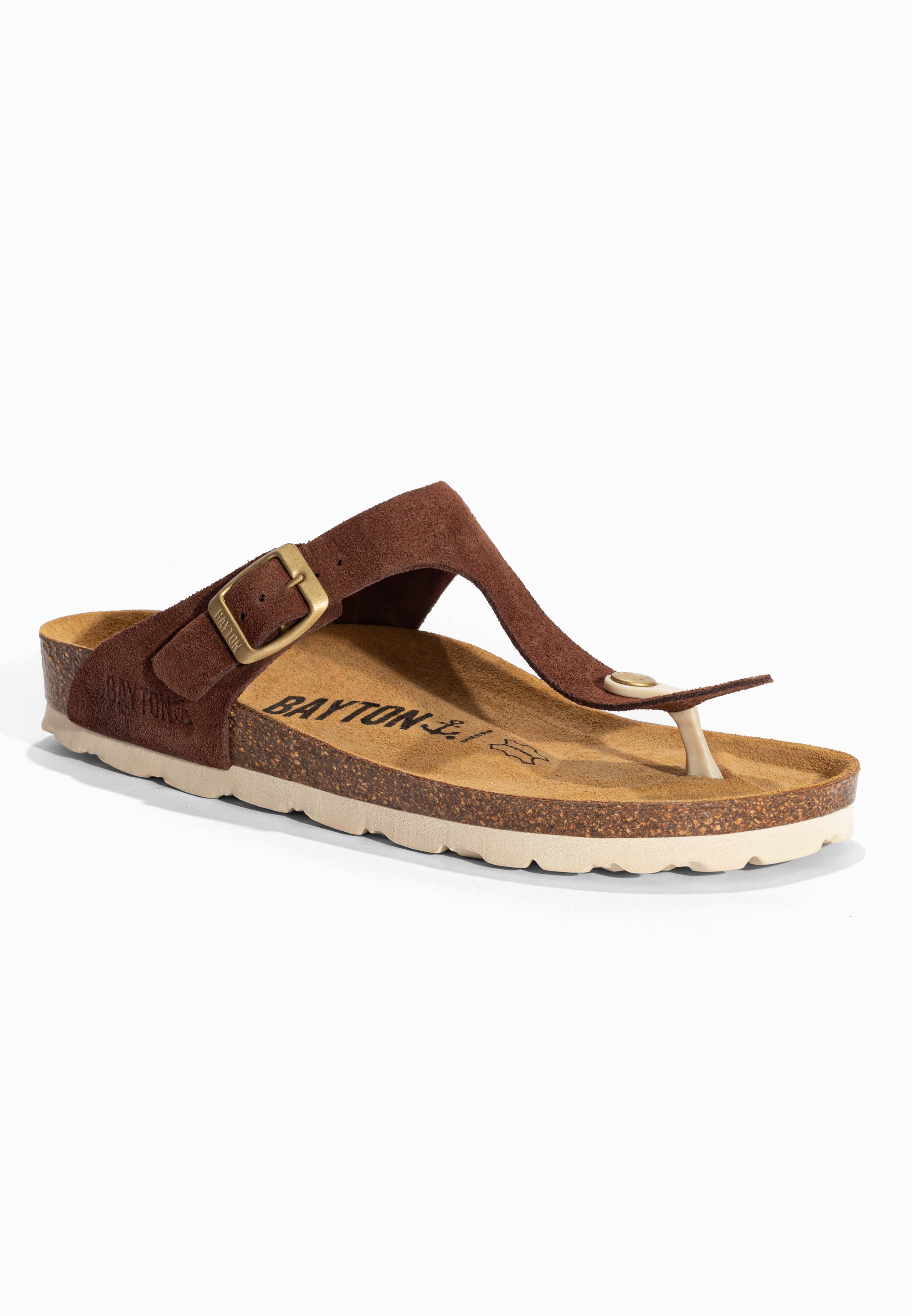 Sandales à Entre-doigts Mercure Marron en Cuir Suédé Bayton pour Femme