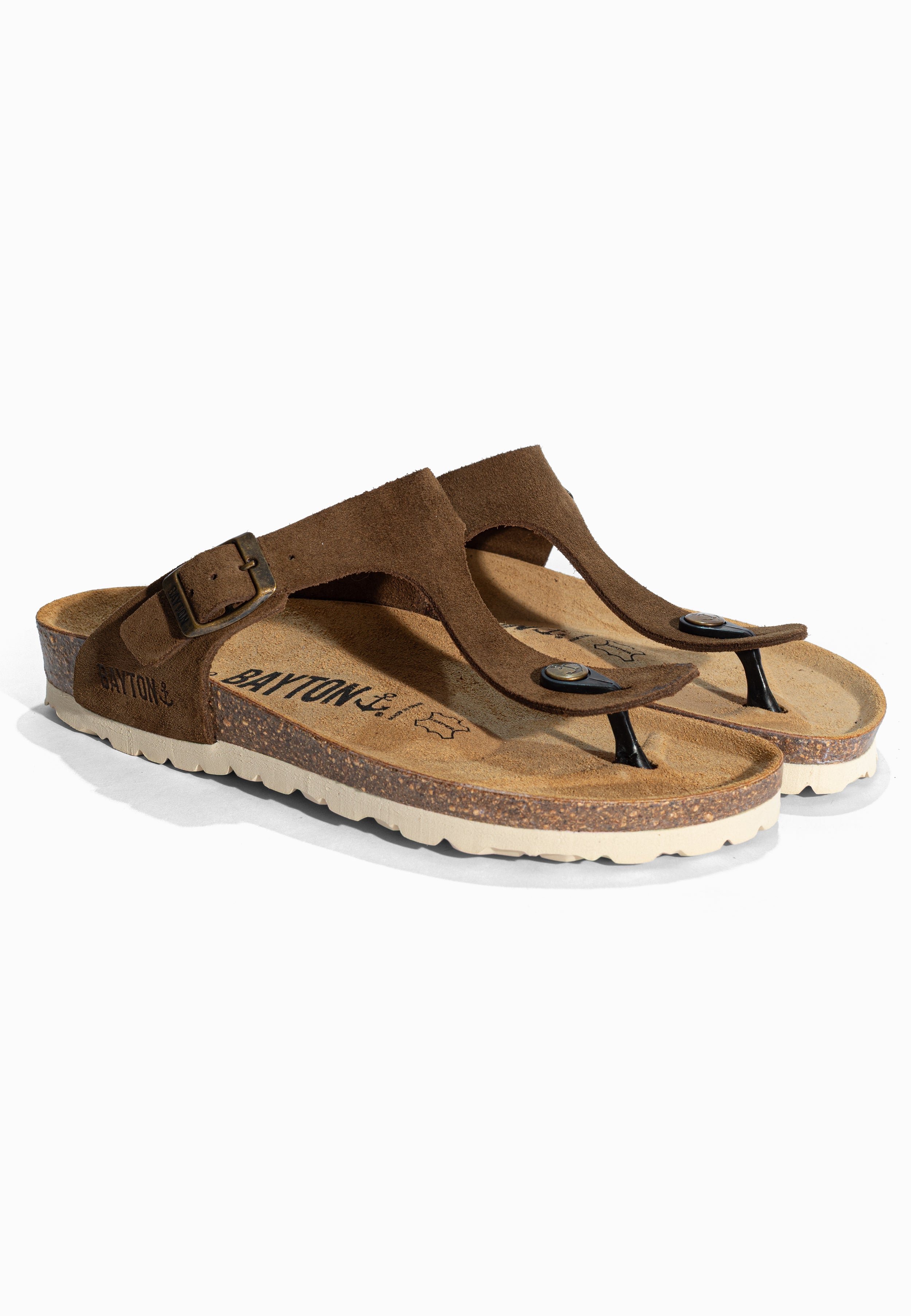 Sandales à Entre-doigts Mercure Marron en Cuir Suédé Bayton pour Femme