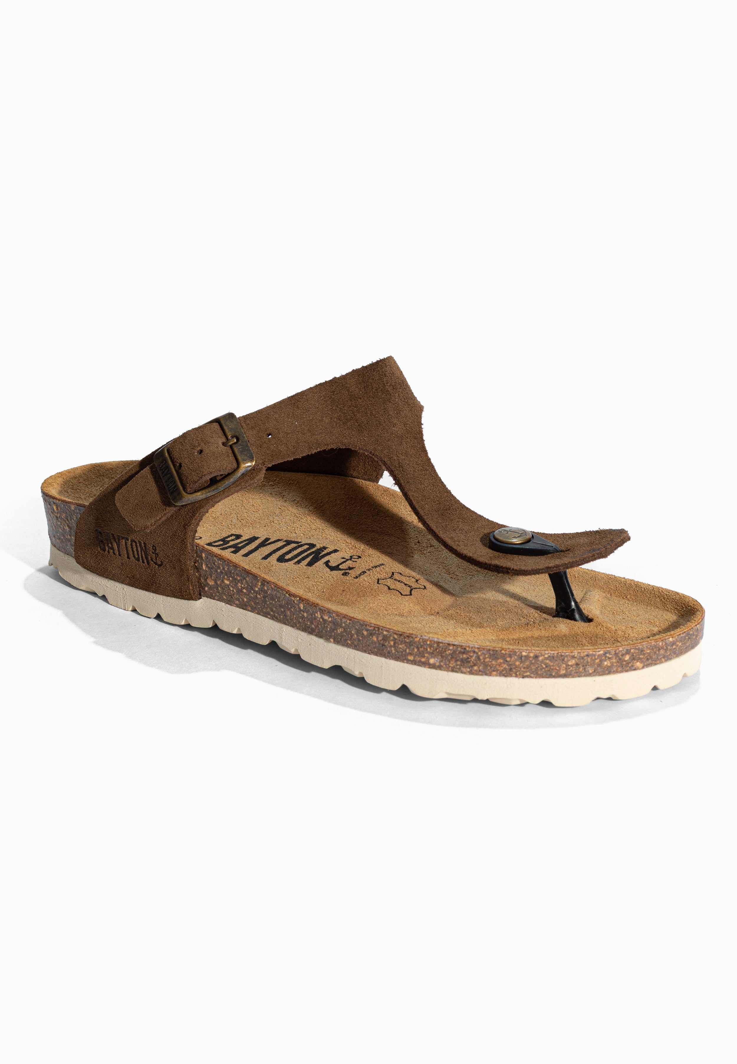 Sandales à Entre-doigts Mercure Marron en Cuir Suédé Bayton pour Femme