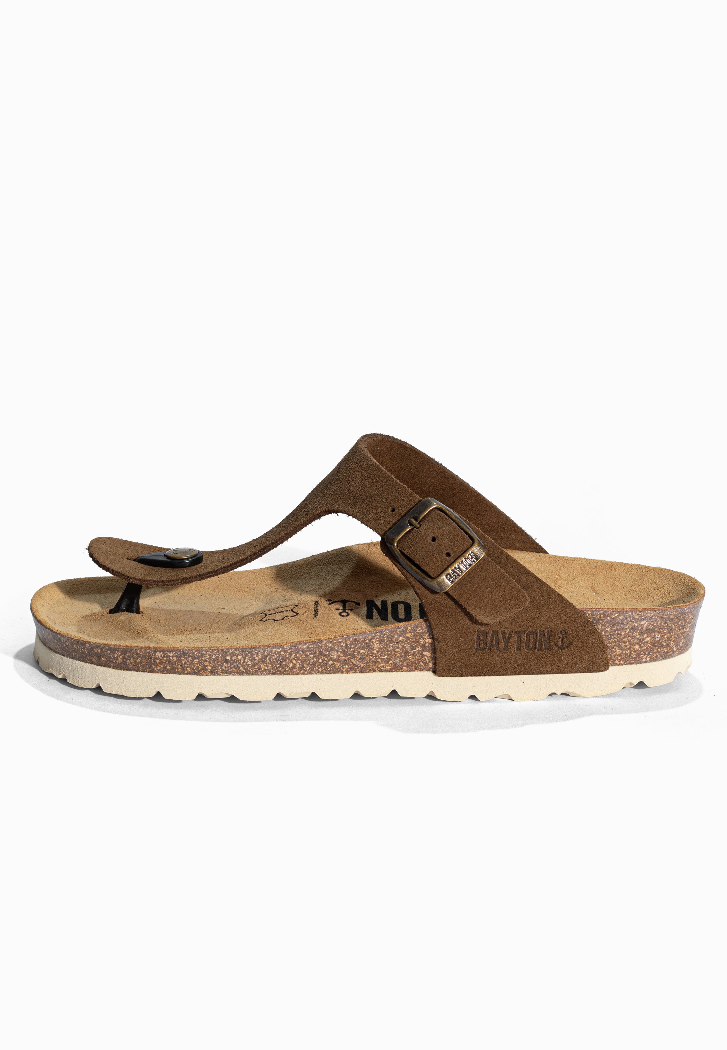 Sandales à Entre-doigts Mercure Marron en Cuir Suédé Bayton pour Femme