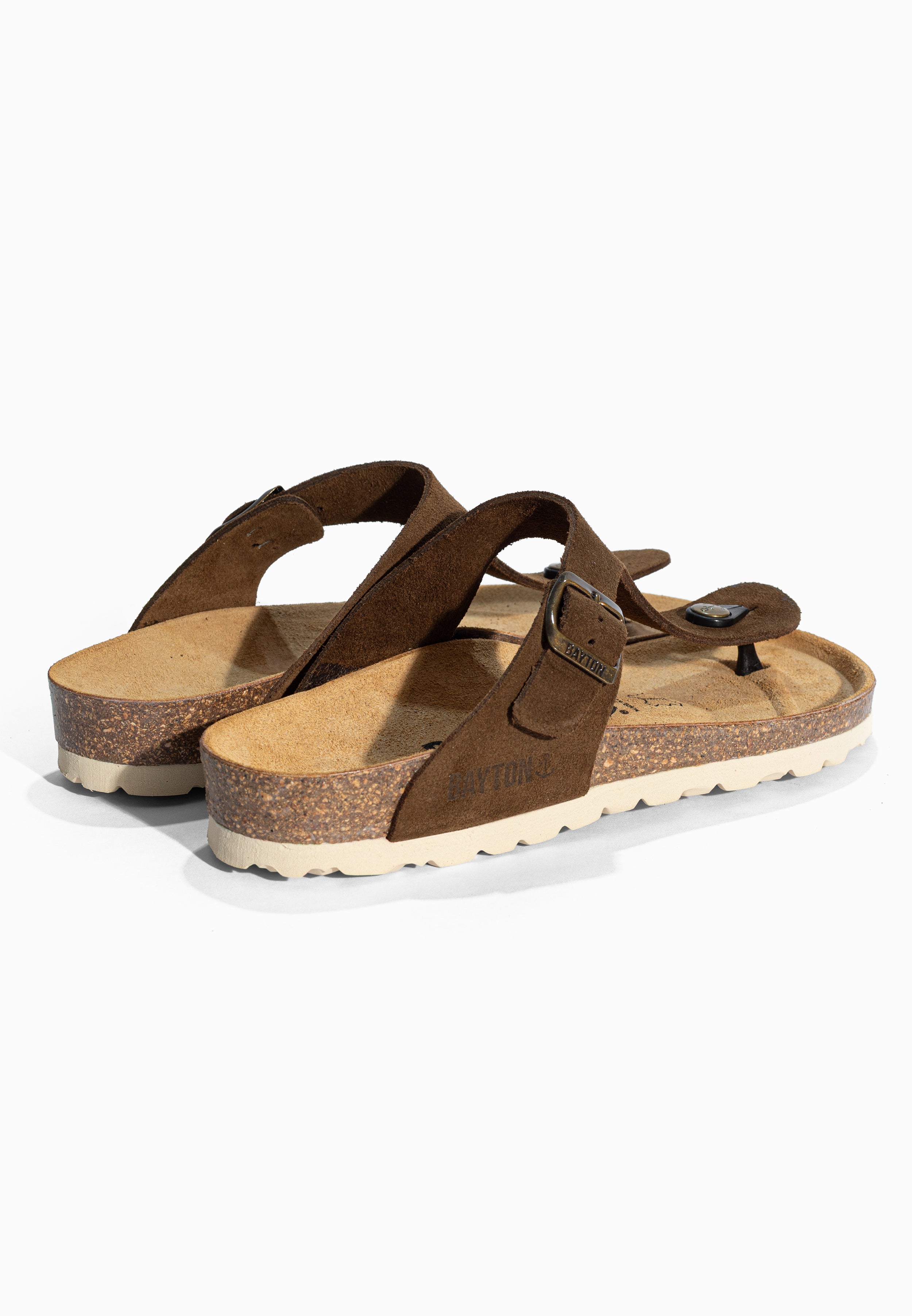 Sandales à Entre-doigts Mercure Marron en Cuir Suédé Bayton pour Femme