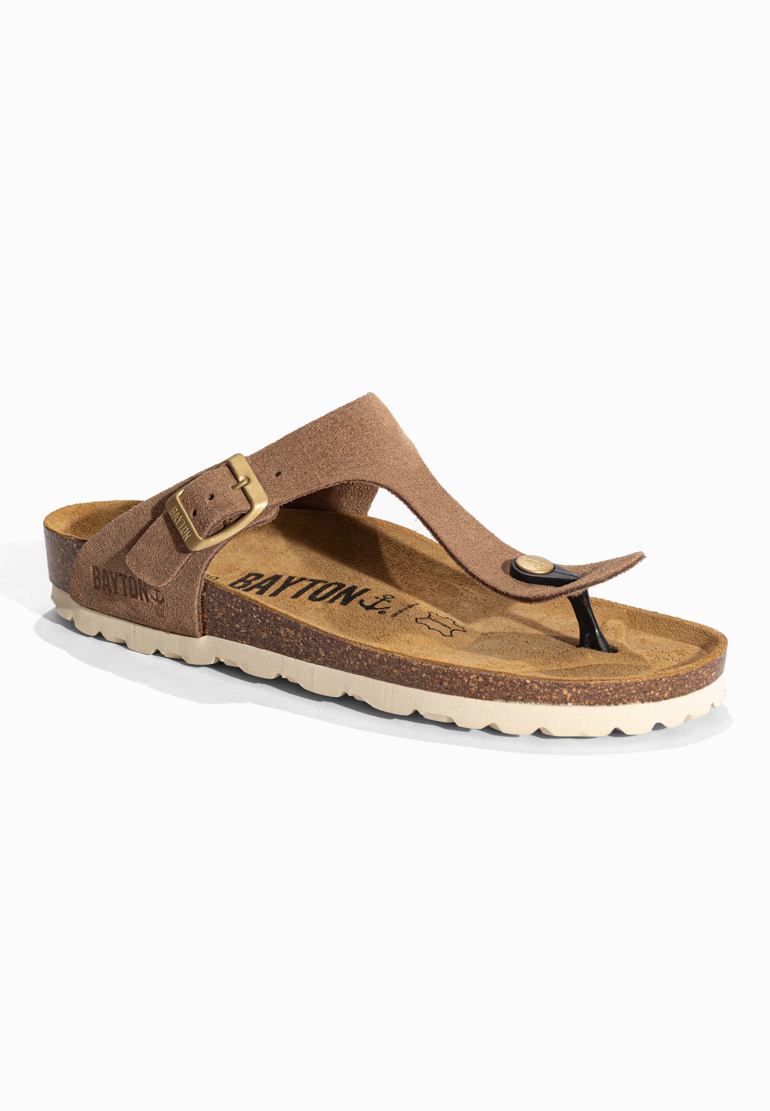 Sandales à Entre-doigts Mercure Taupe en Cuir Suédé Bayton pour Femme