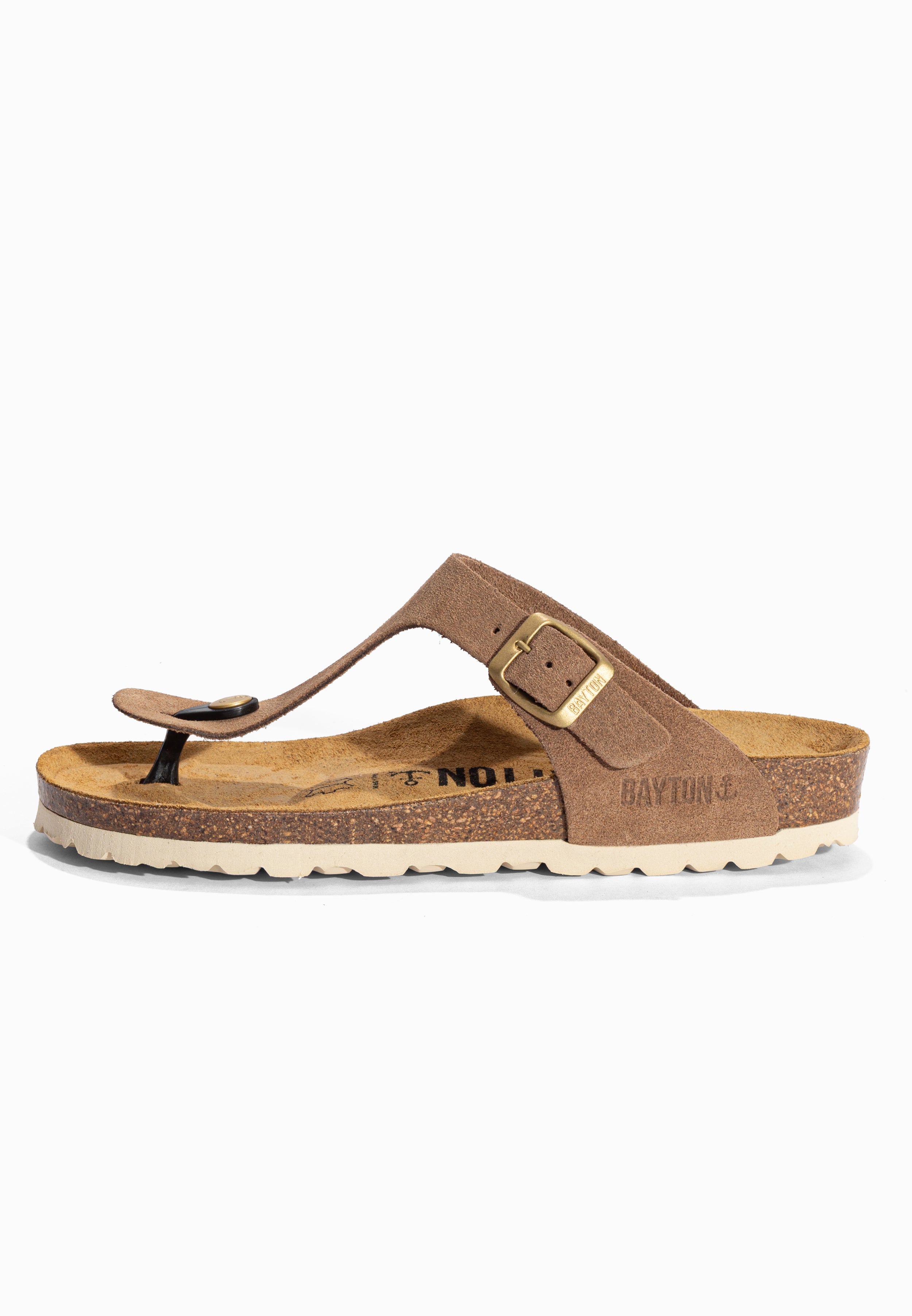 Sandales à Entre-doigts Mercure Taupe en Cuir Suédé Bayton pour Femme
