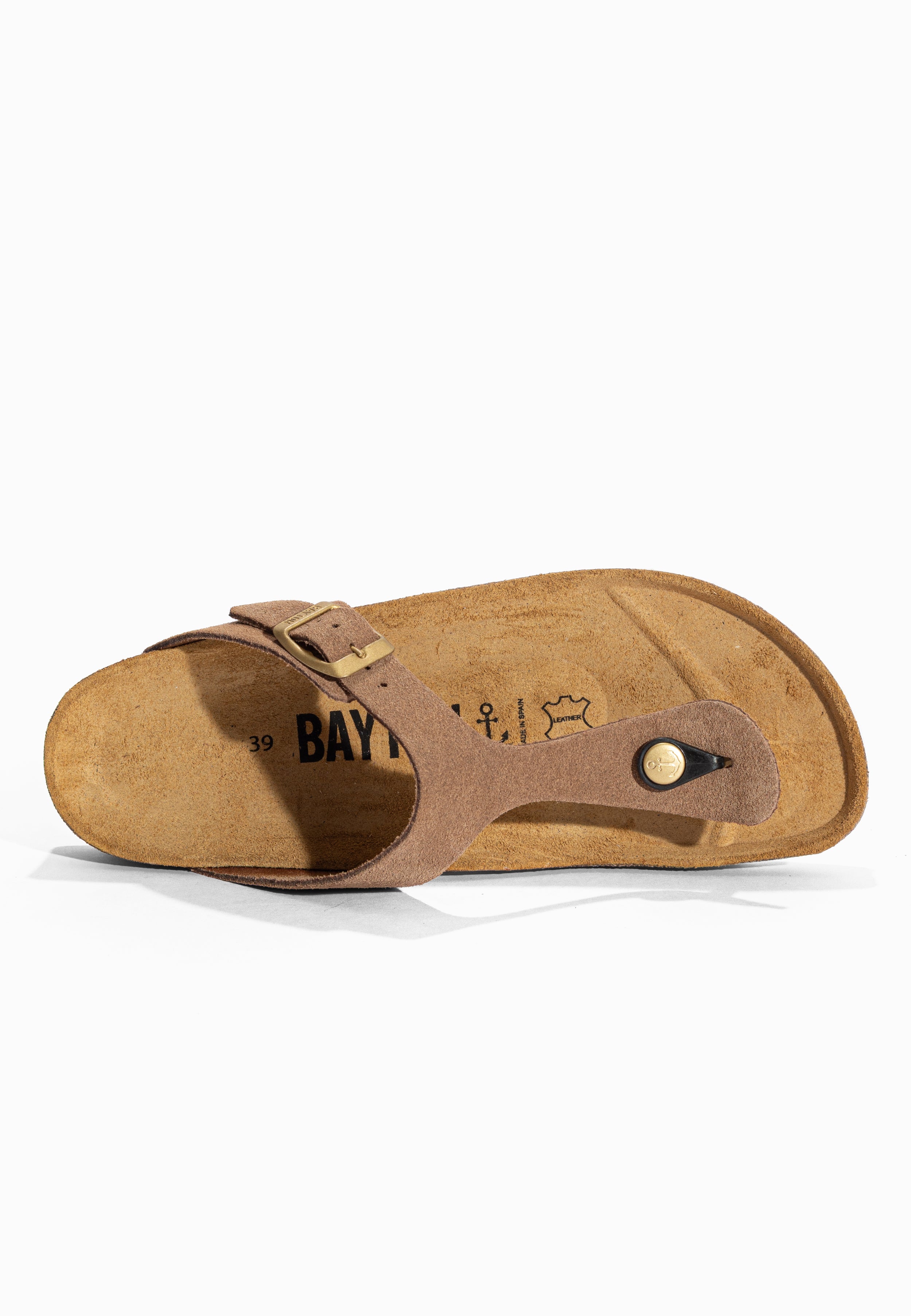 Sandales à Entre-doigts Mercure Taupe en Cuir Suédé Bayton pour Femme