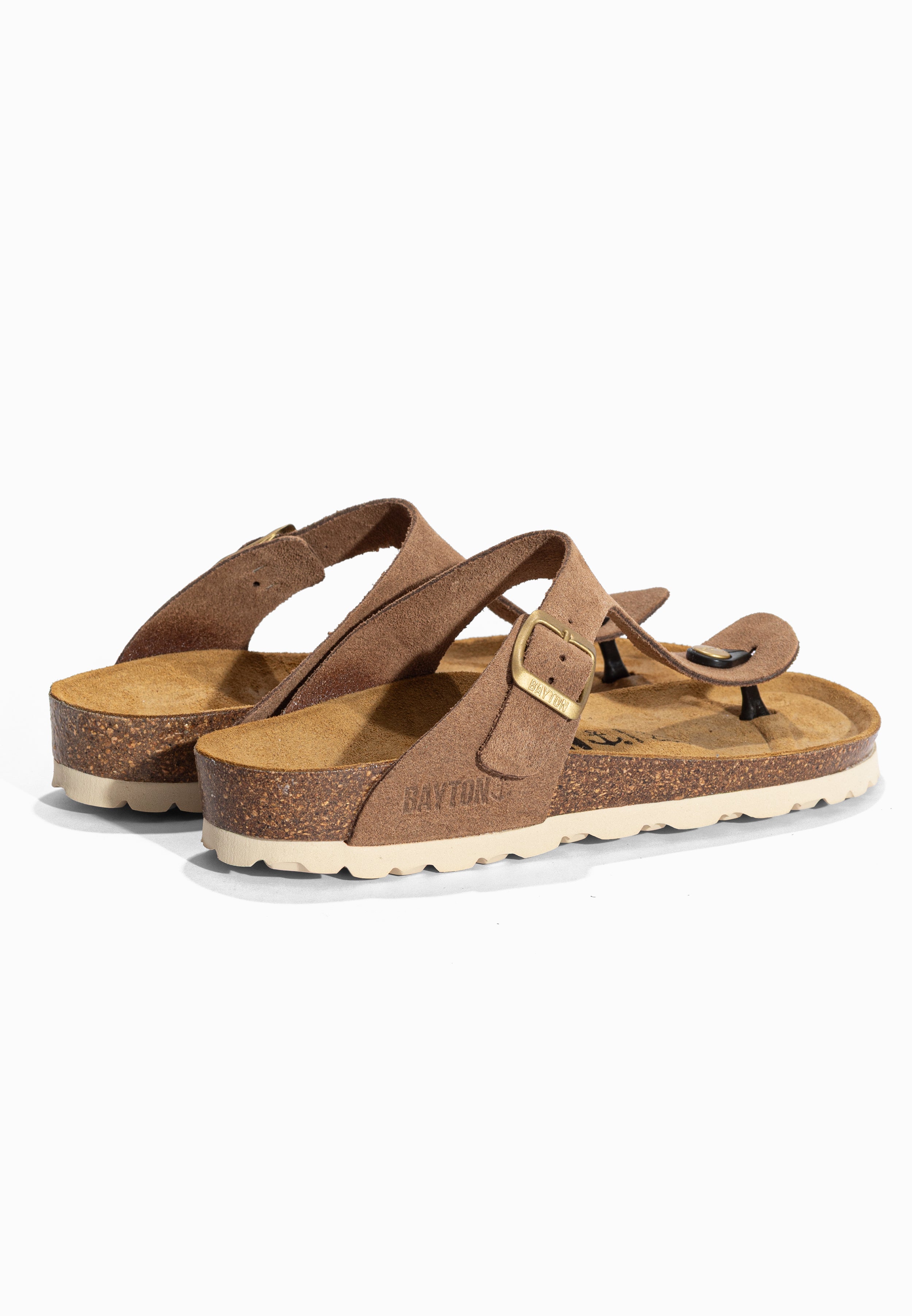 Sandales à Entre-doigts Mercure Taupe en Cuir Suédé Bayton pour Femme