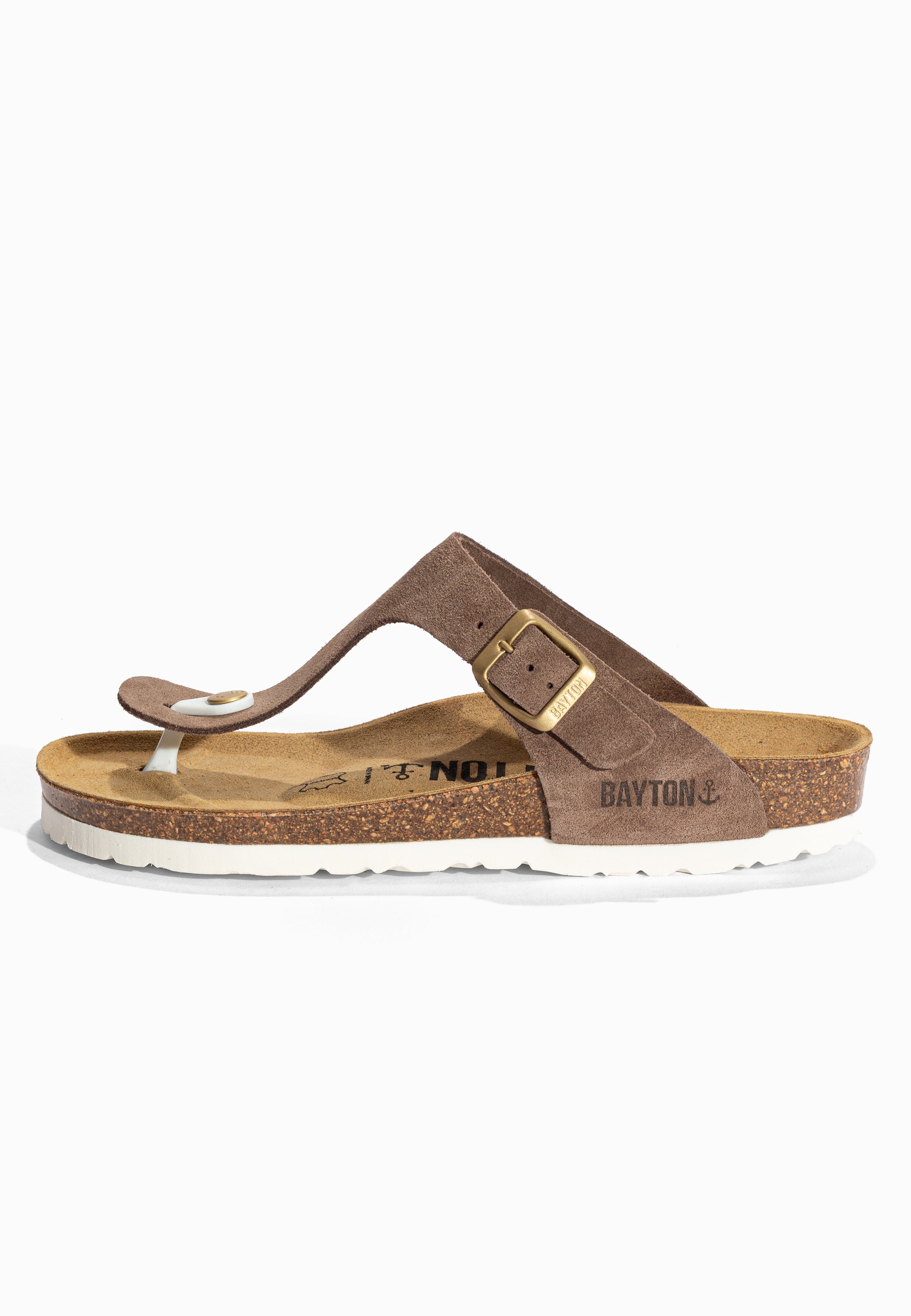 Sandales à Entre-doigts Mercure Taupe en Cuir Suédé Bayton pour Femme