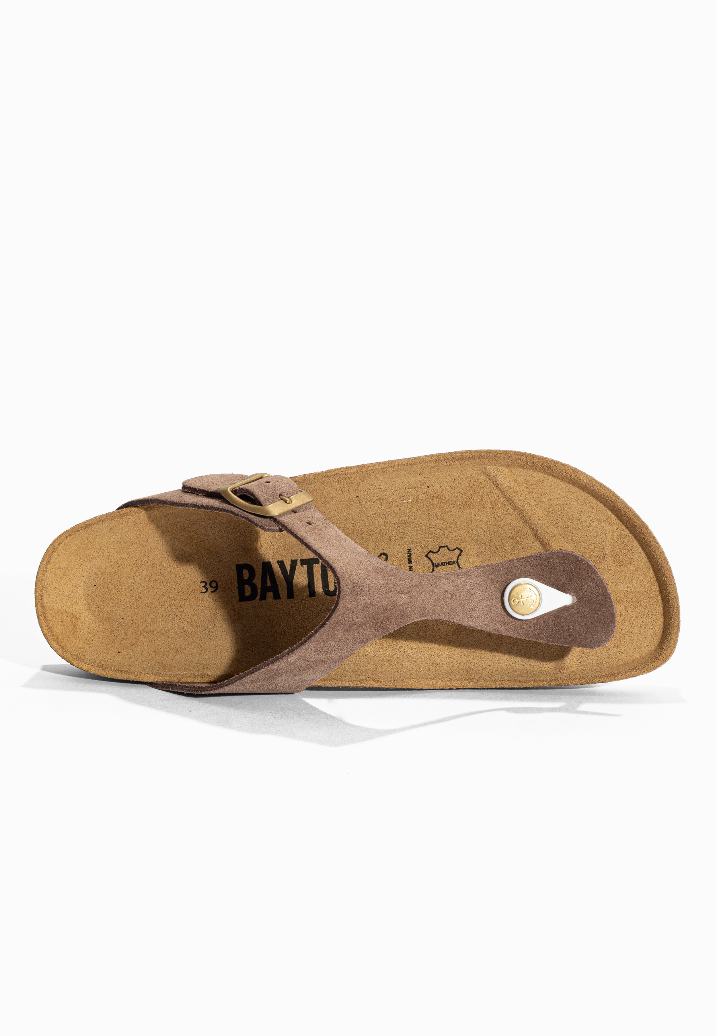 Sandales à Entre-doigts Mercure Taupe en Cuir Suédé Bayton pour Femme