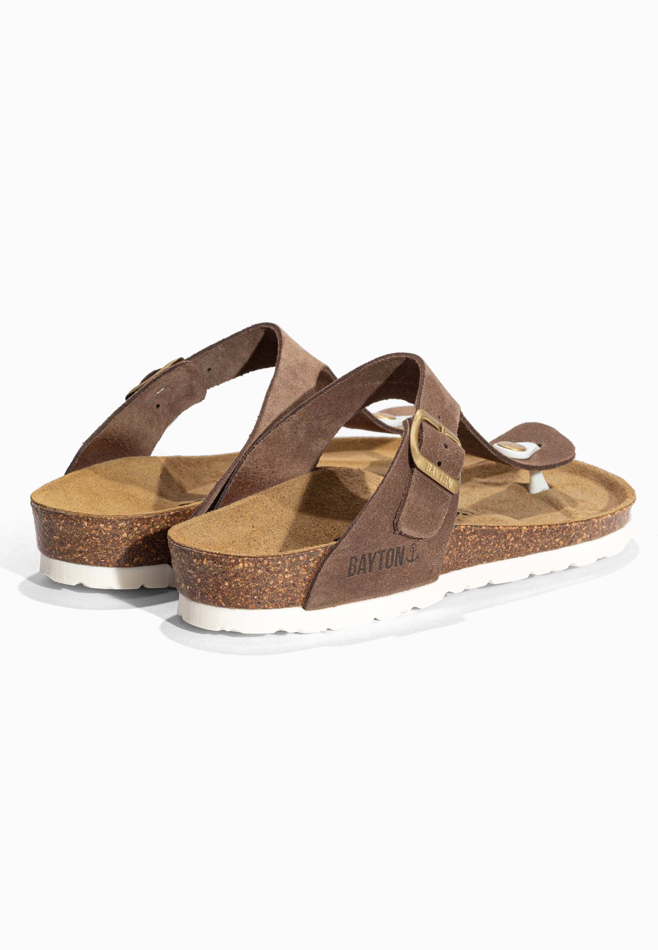 Sandales à Entre-doigts Mercure Taupe en Cuir Suédé Bayton pour Femme