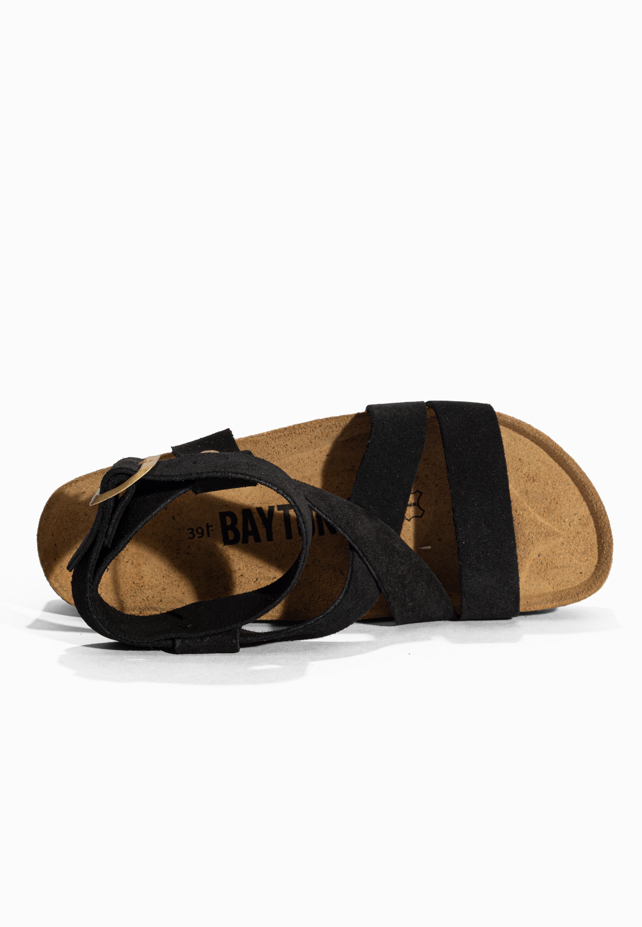 Sandales à Plateforme Mykonos Noir en Cuir Suédé Bayton pour Femme
