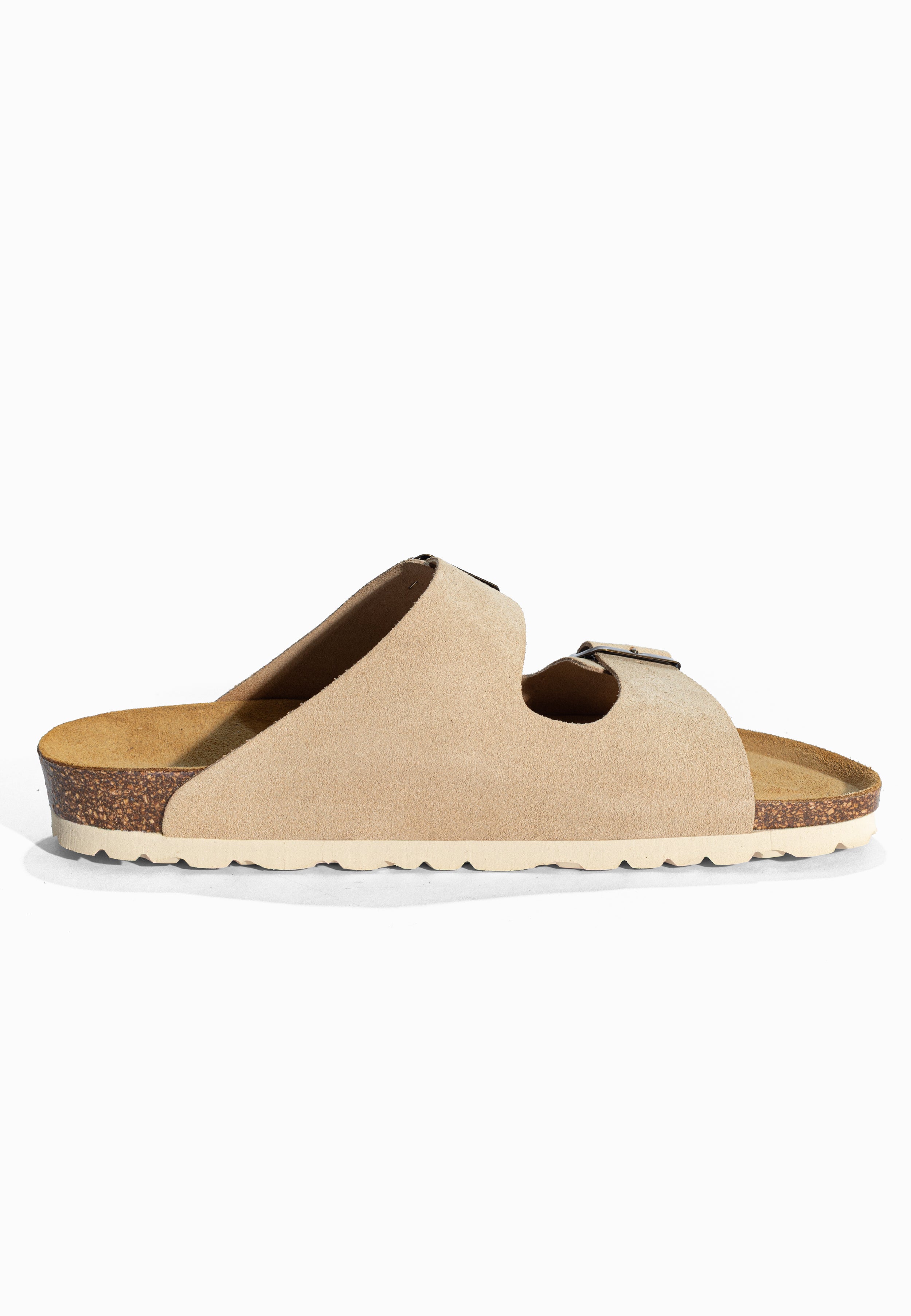 Sandales 2 Brides Atlas Beige en Cuir Suédé Bayton pour Homme