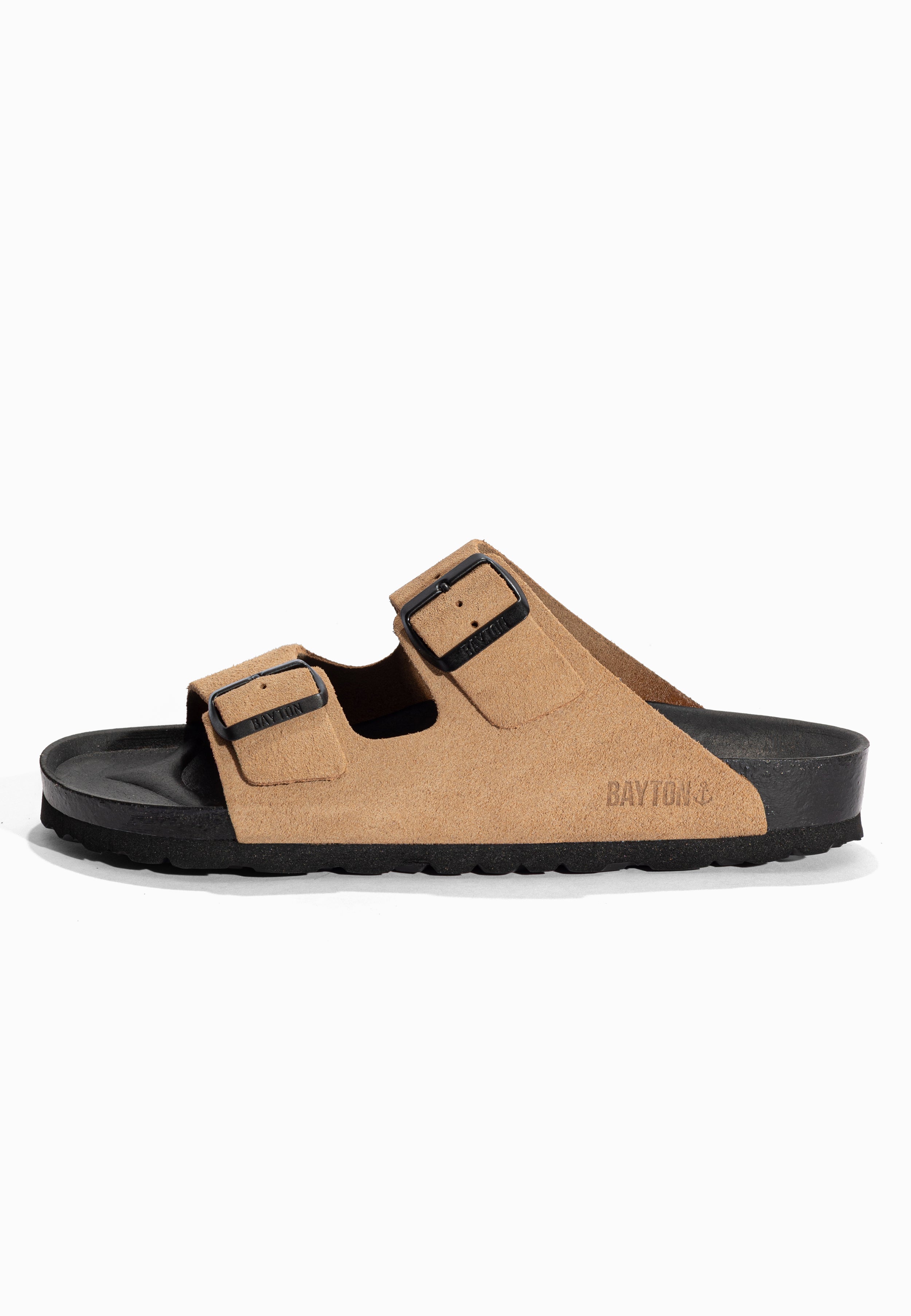 Sandales 2 Brides Atlas Beige foncé en Cuir Suédé Bayton pour Homme
