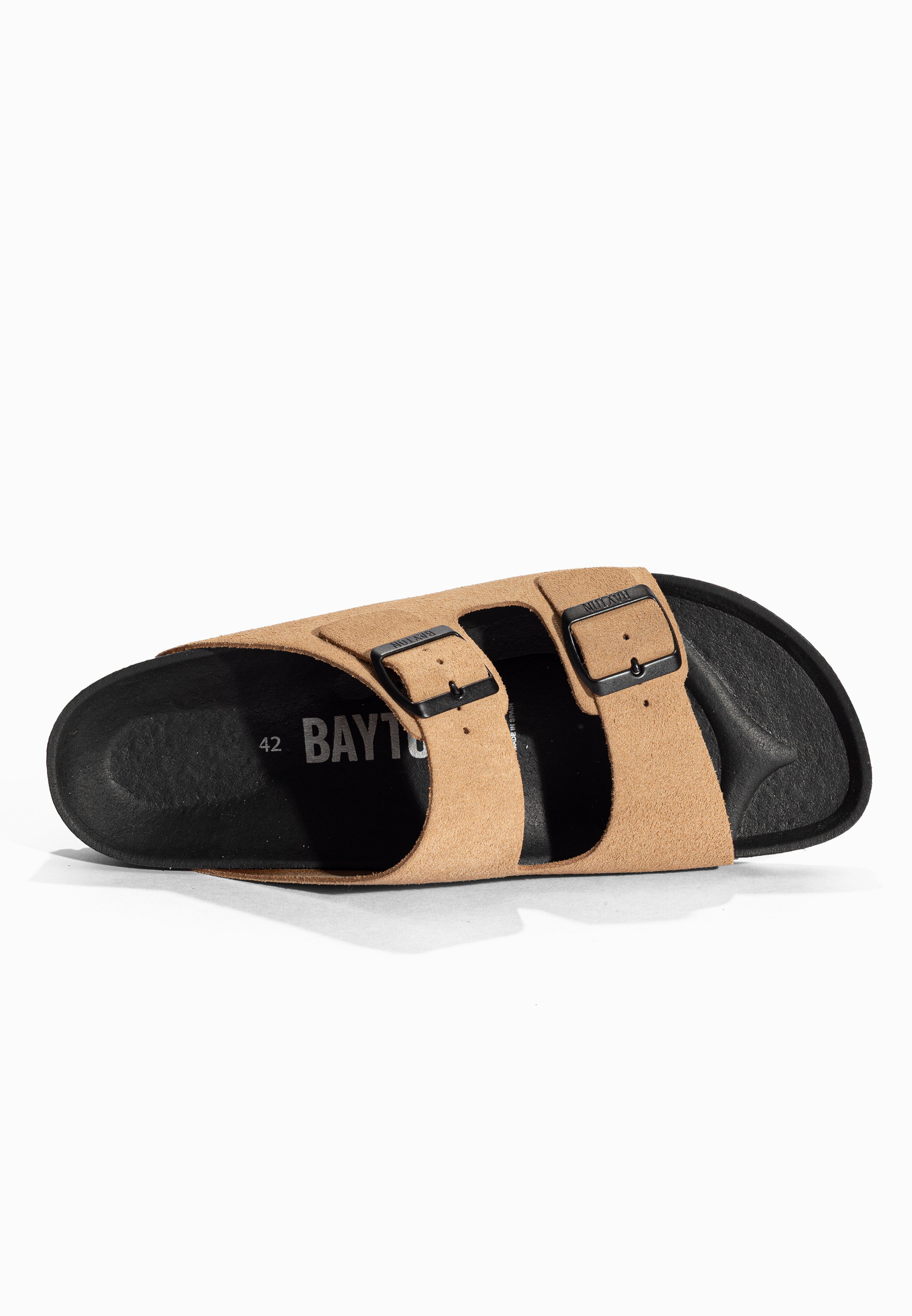 Sandales 2 Brides Atlas Beige foncé en Cuir Suédé Bayton pour Homme
