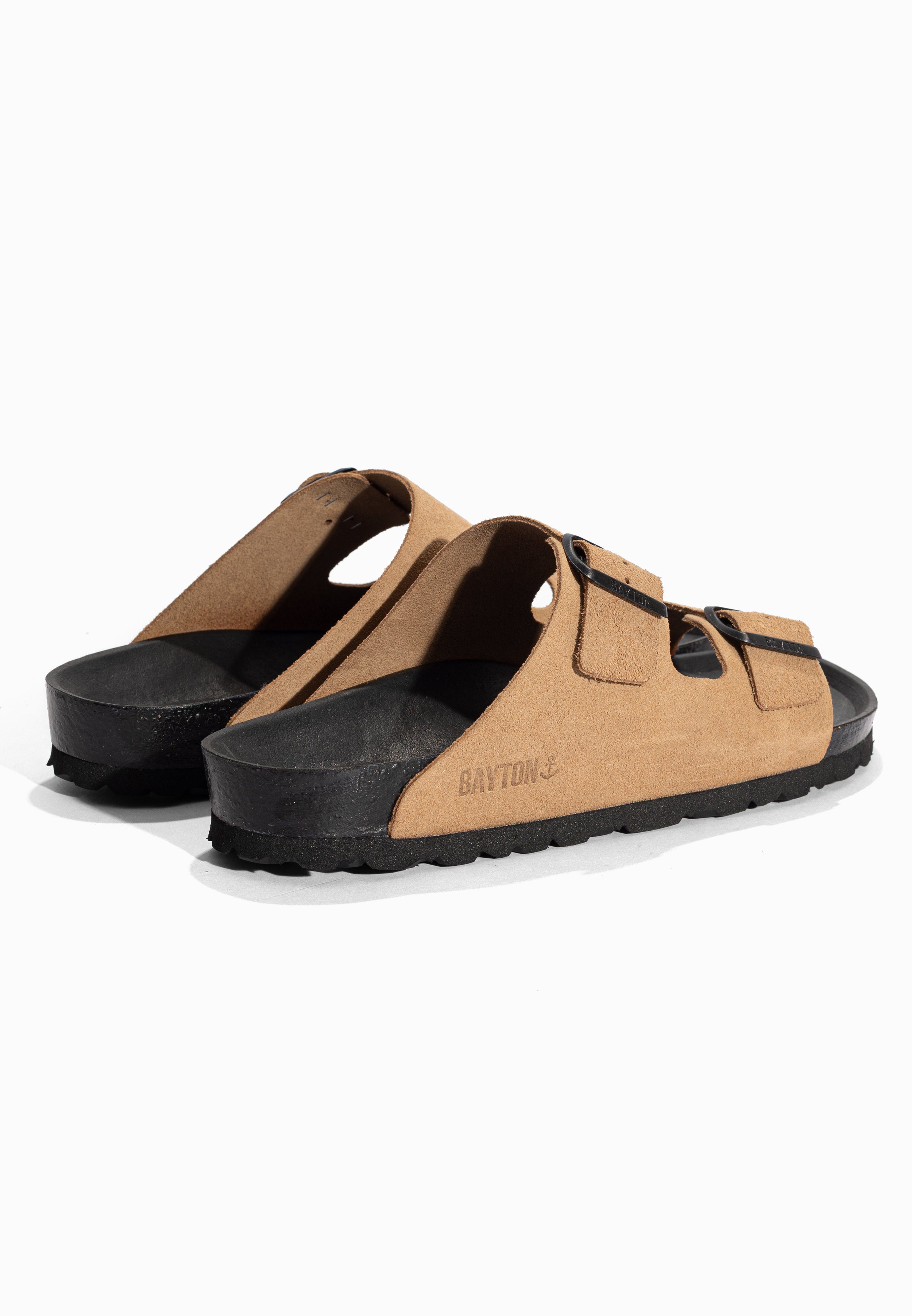 Sandales 2 Brides Atlas Beige foncé en Cuir Suédé Bayton pour Homme