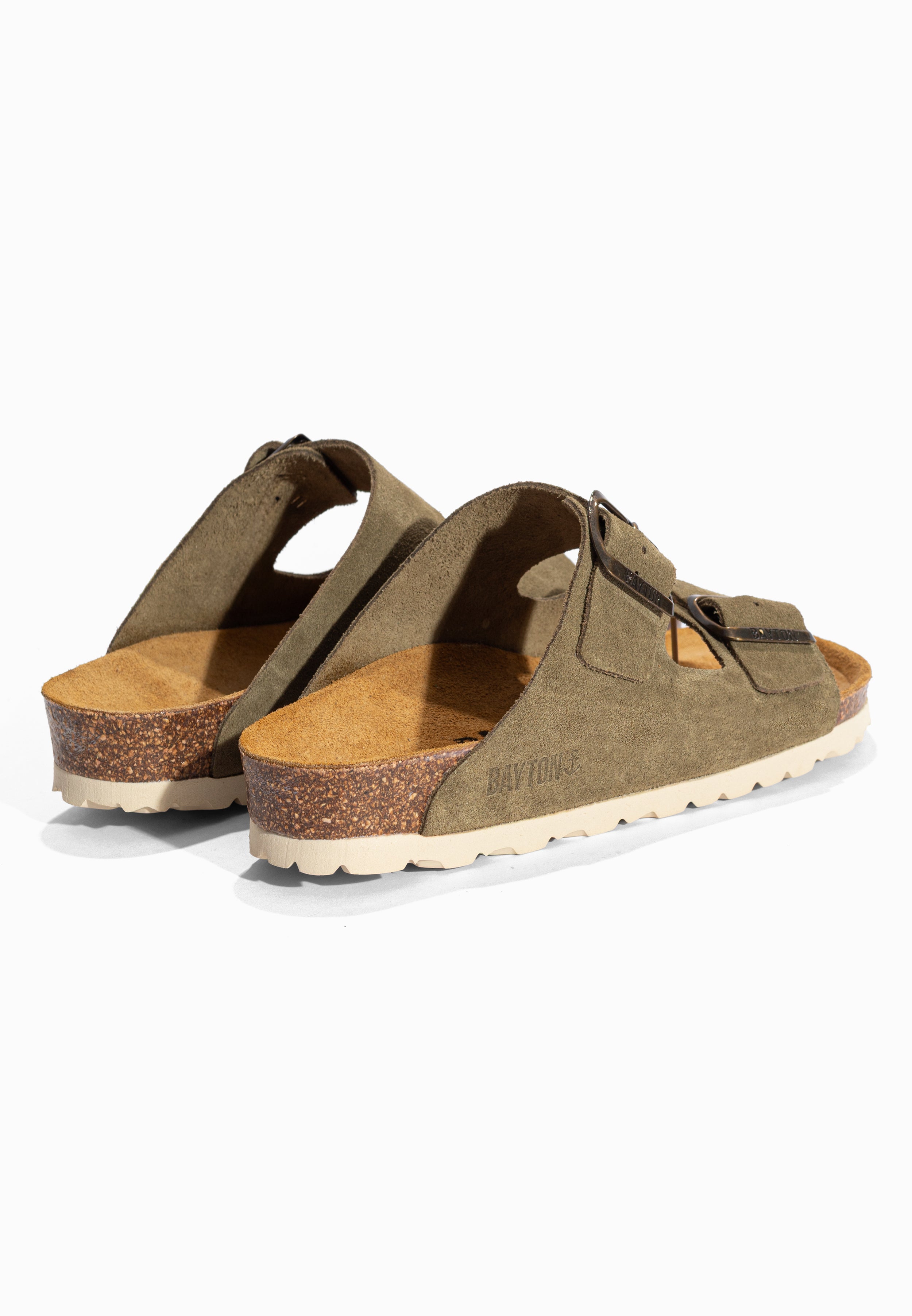 Sandales 2 Brides Atlas Kaki en Cuir Suédé Bayton pour Homme