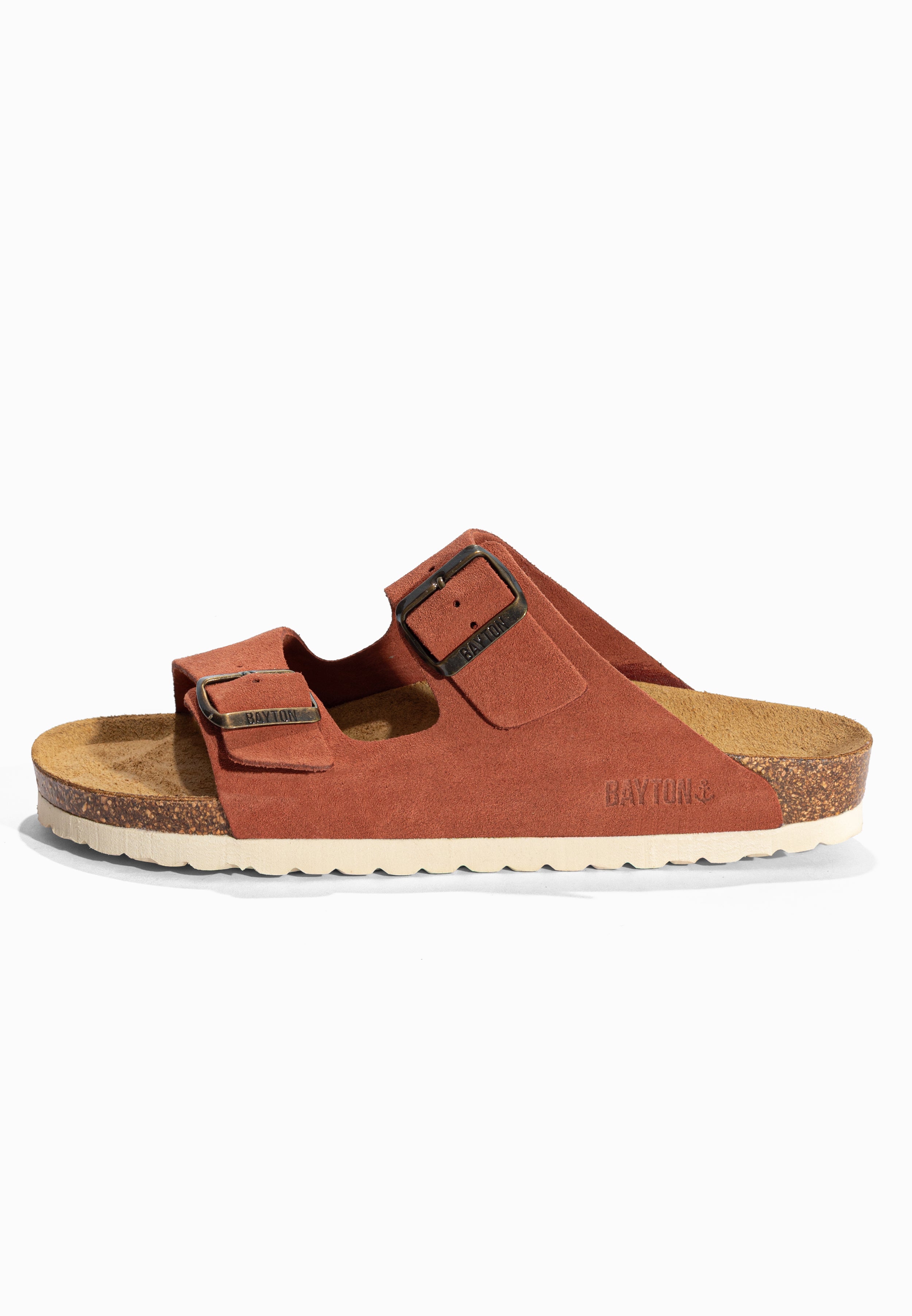 Sandales 2 Brides Atlas Terracotta en Cuir Suédé Bayton pour Homme