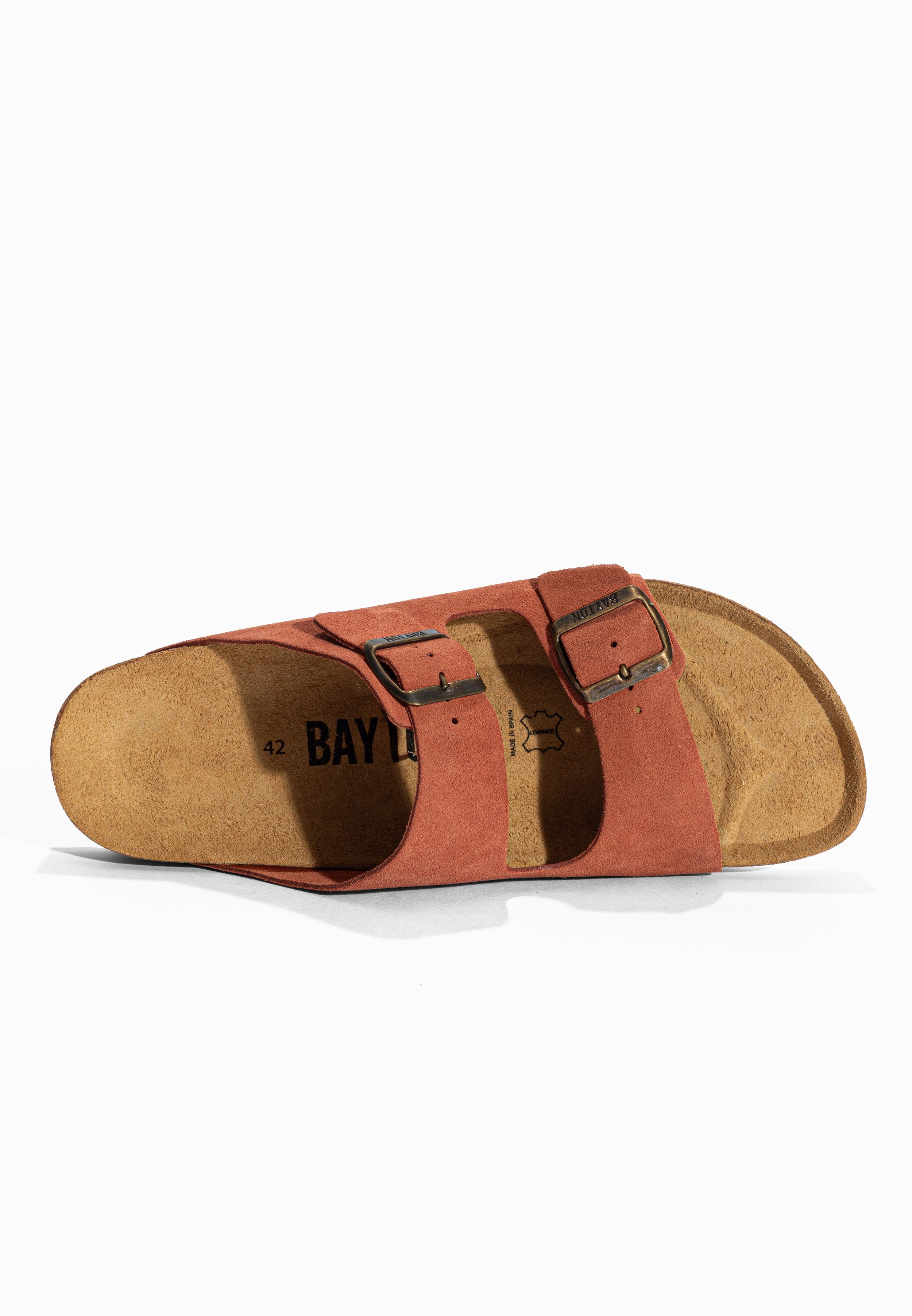 Sandales 2 Brides Atlas Terracotta en Cuir Suédé Bayton pour Homme