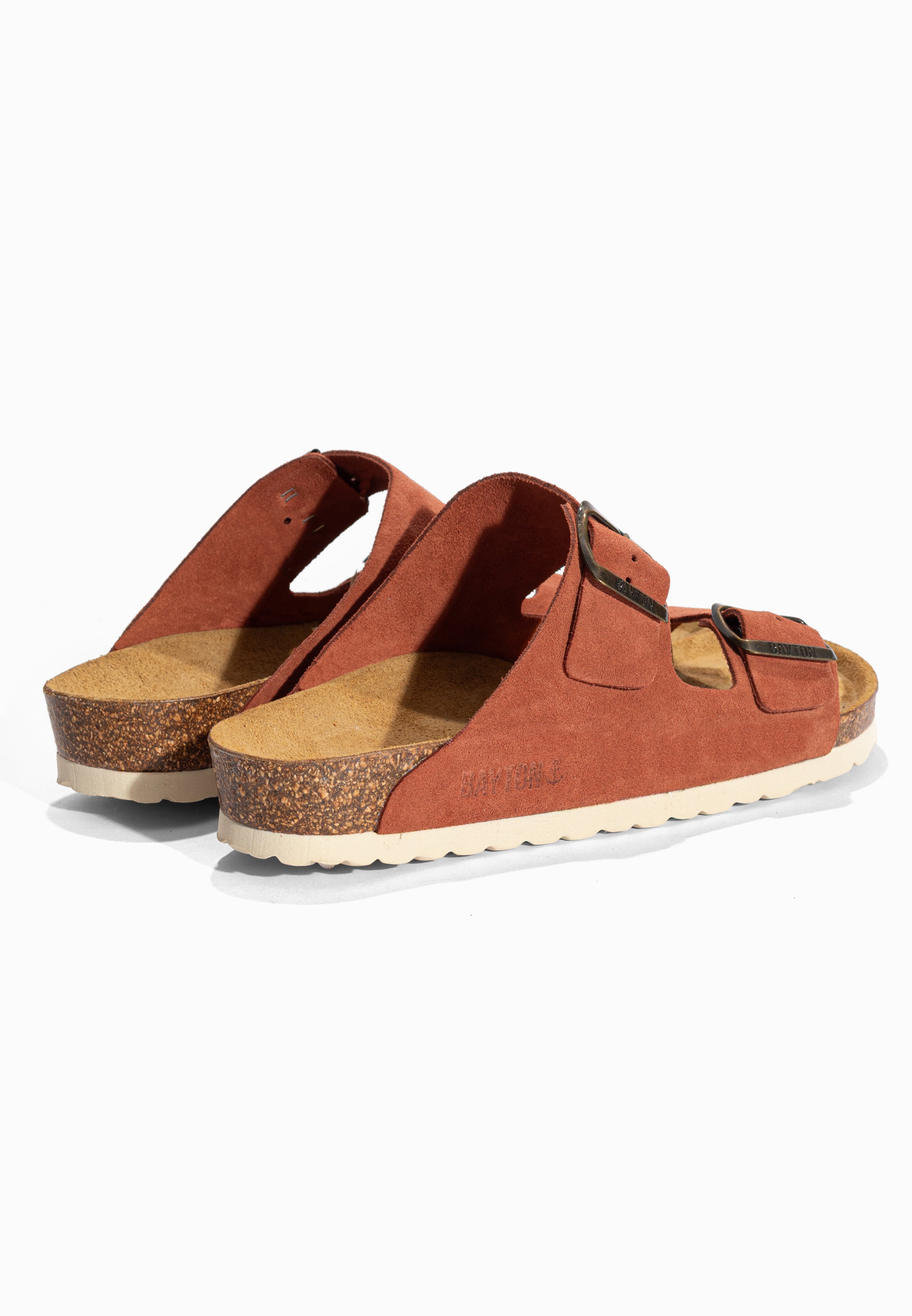Sandales 2 Brides Atlas Terracotta en Cuir Suédé Bayton pour Homme
