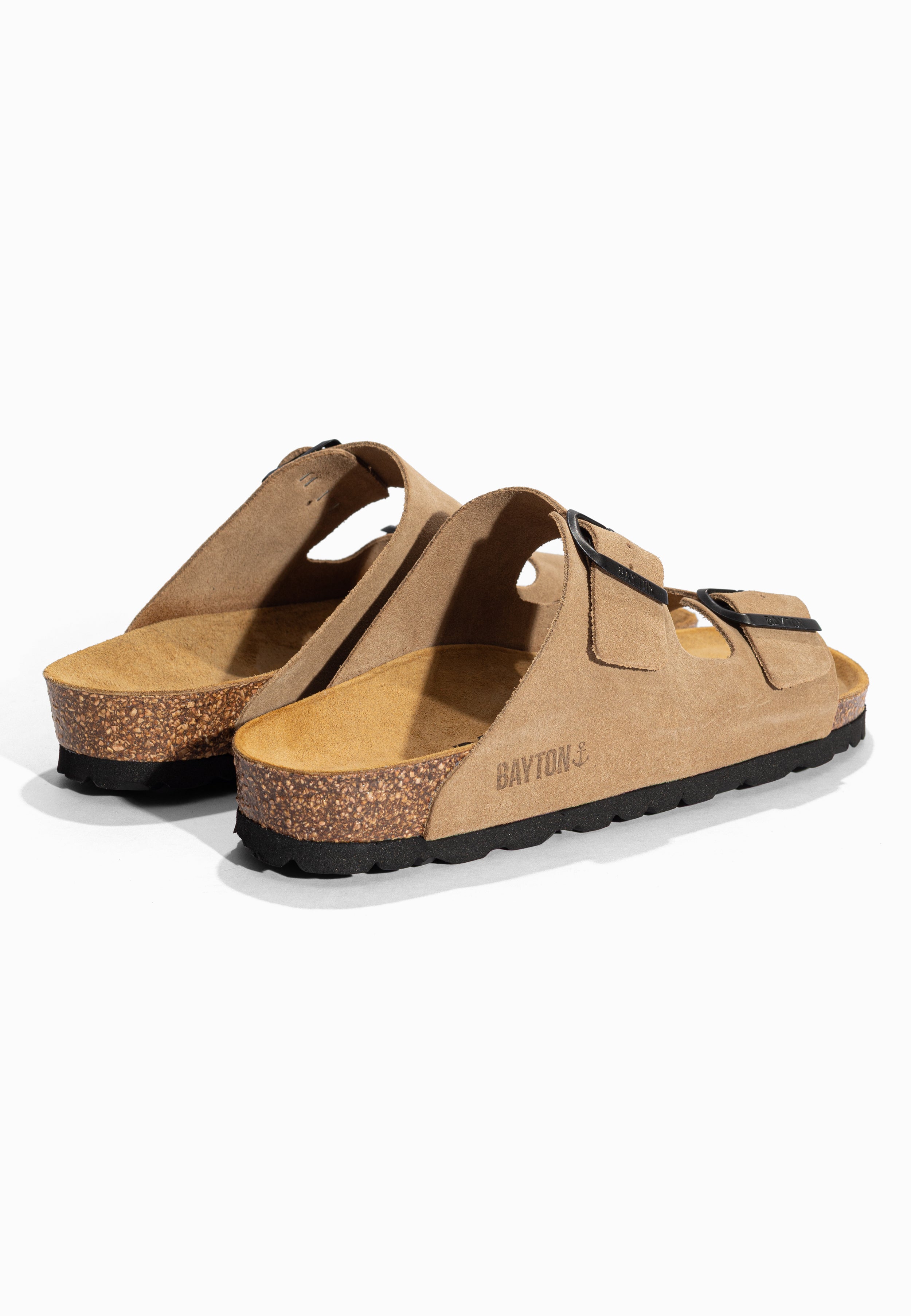 Sandales 2 Brides Atlas Beige en Cuir Suédé Bayton pour Homme