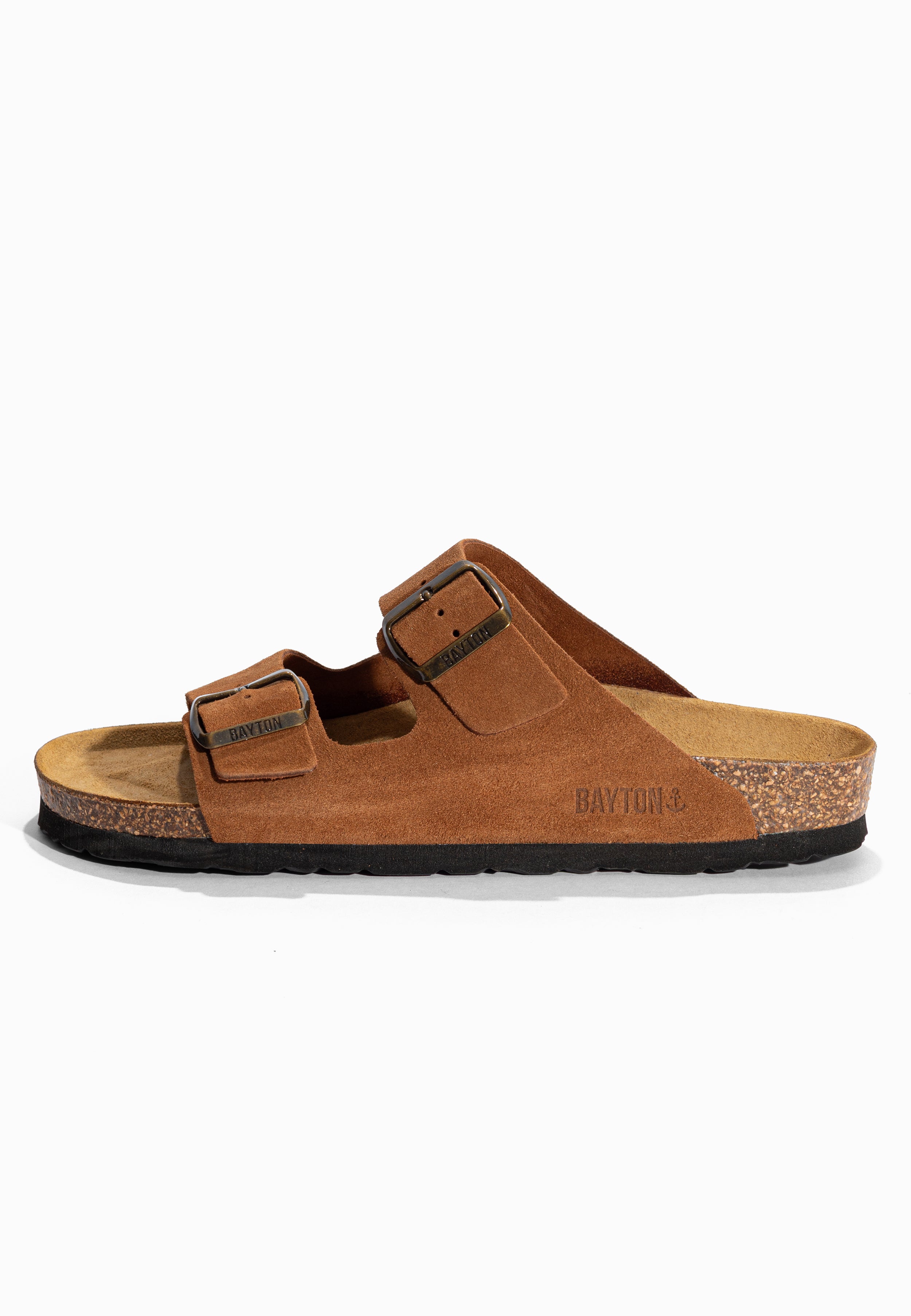 Sandales 2 Brides Atlas Camel en Cuir Suédé Bayton pour Homme