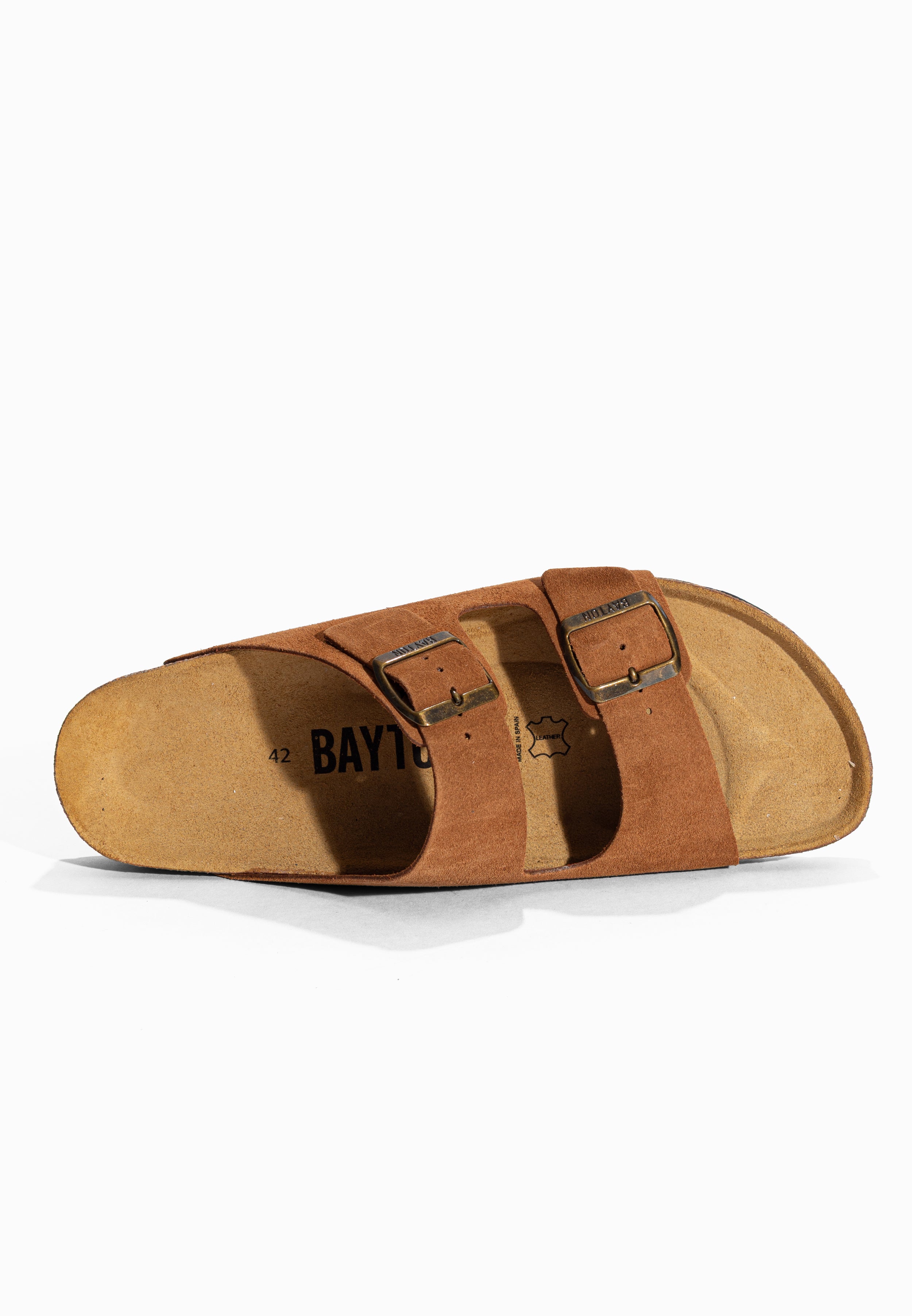 Sandales 2 Brides Atlas Camel en Cuir Suédé Bayton pour Homme