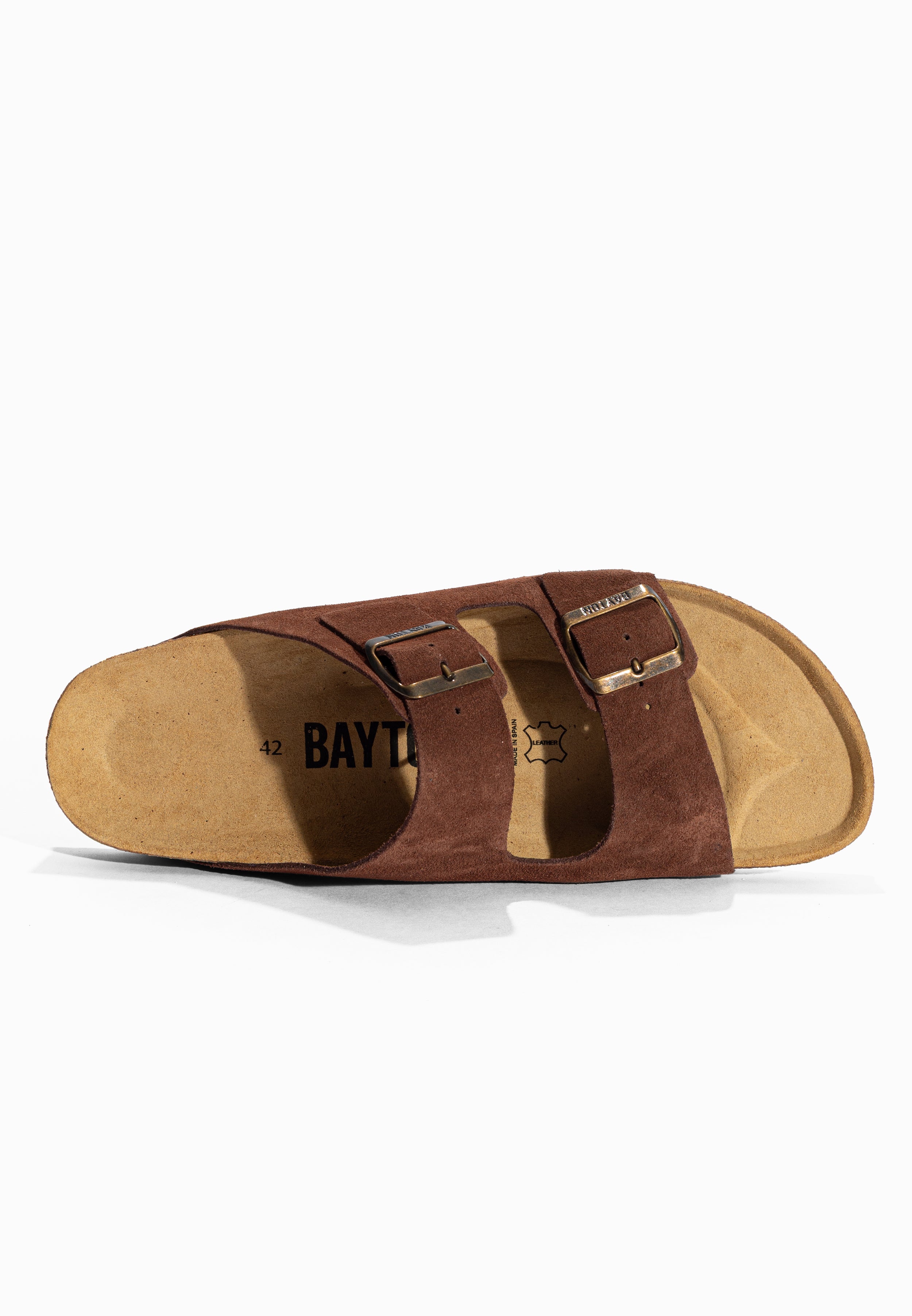 Sandales 2 Brides Atlas Marron en Cuir Suédé Bayton pour Homme