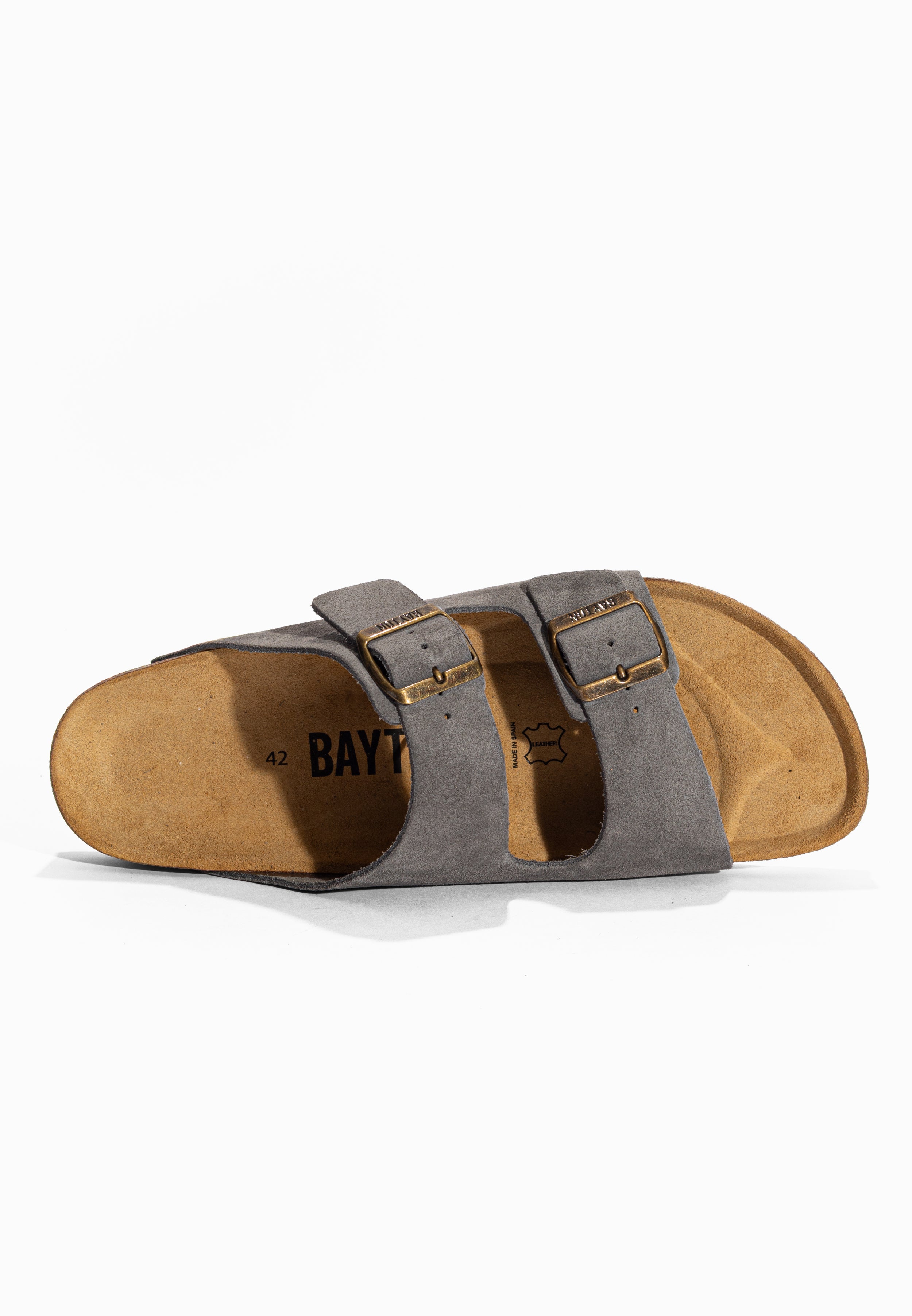Sandales 2 Brides Atlas Gris en Cuir Suédé Bayton pour Homme