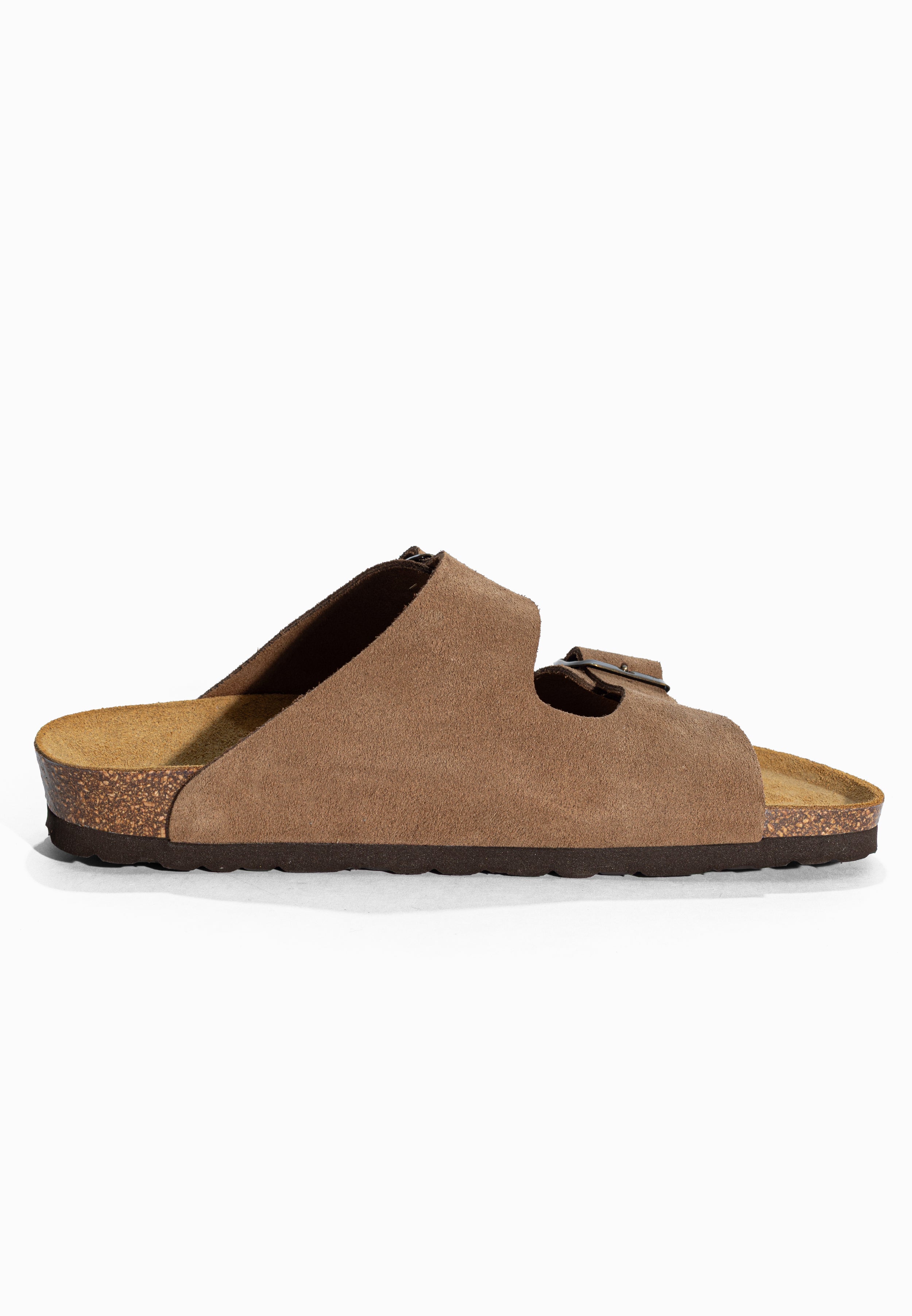Sandales 2 Brides Atlas Taupe en Cuir Suédé Bayton pour Homme