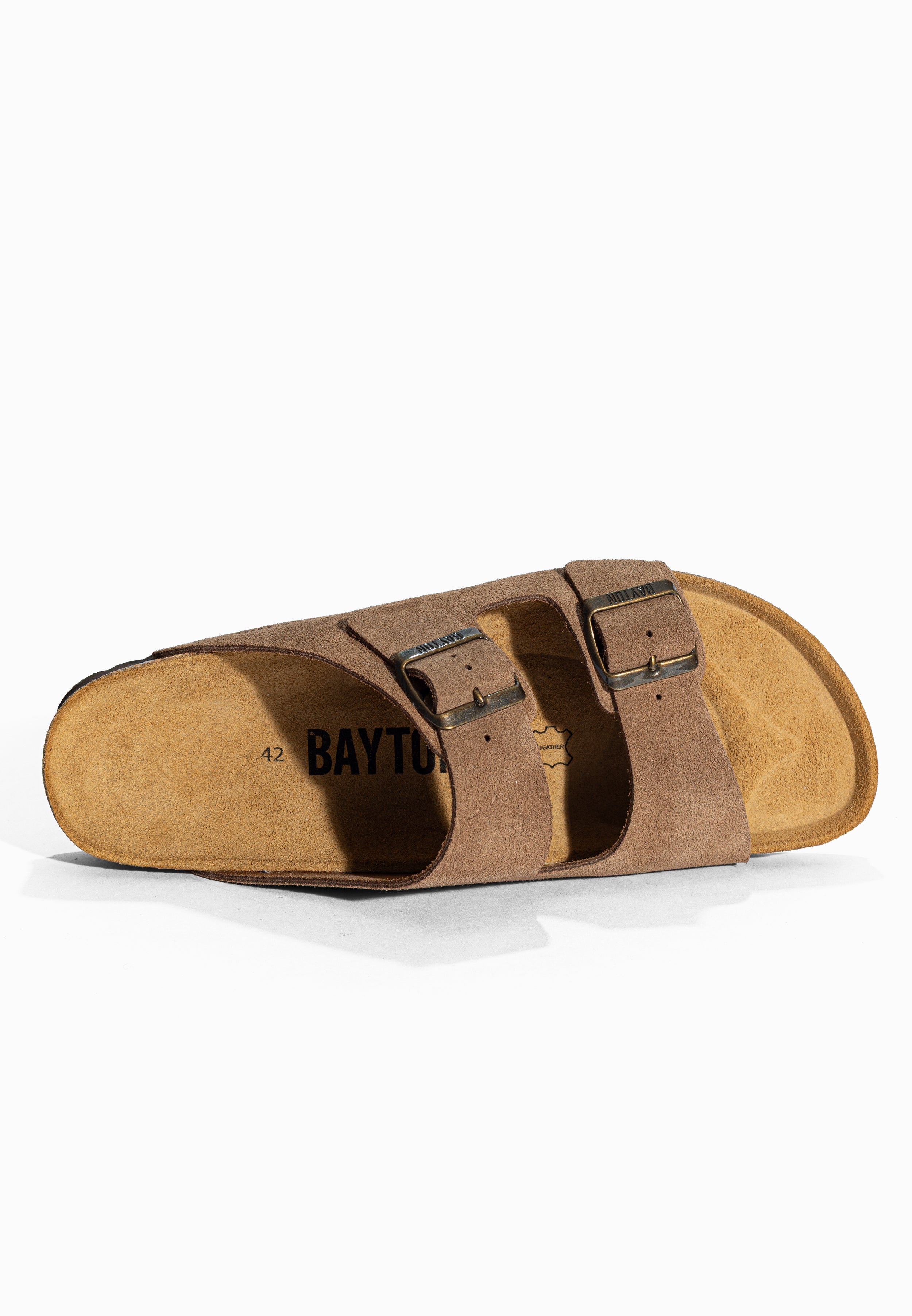 Sandales 2 Brides Atlas Taupe en Cuir Suédé Bayton pour Homme