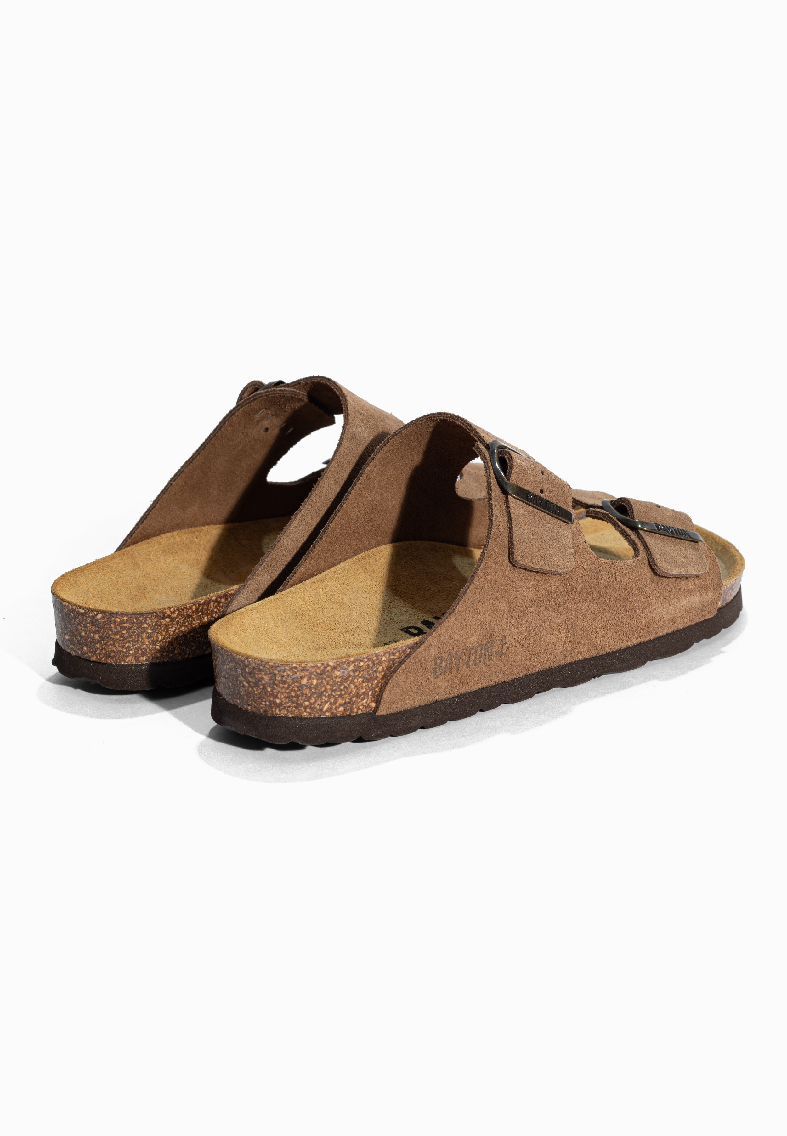 Sandales 2 Brides Atlas Taupe en Cuir Suédé Bayton pour Homme