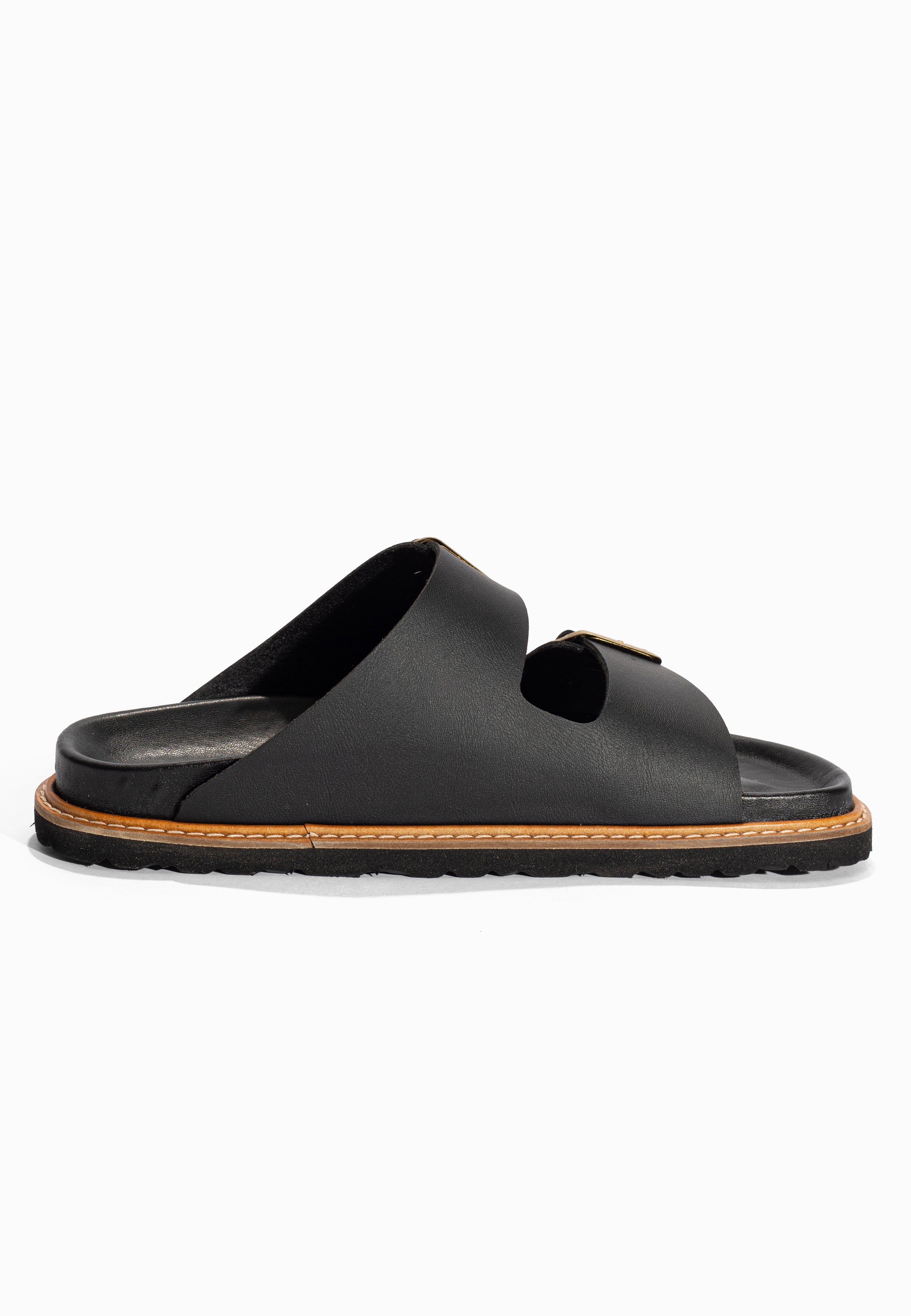 Sandales 2 Brides Atila Noir Bayton pour Femme