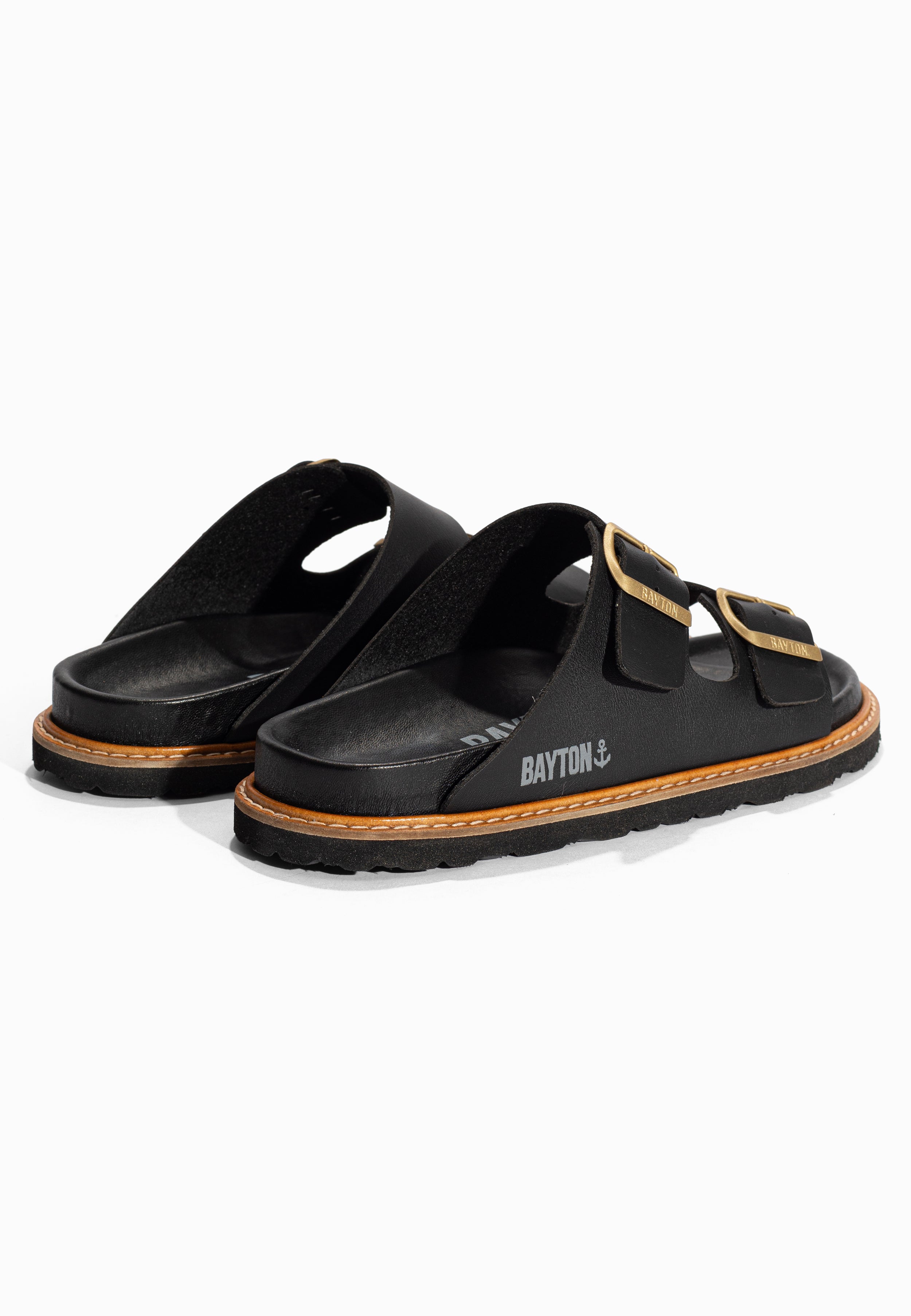 Sandales 2 Brides Atila Noir Bayton pour Femme
