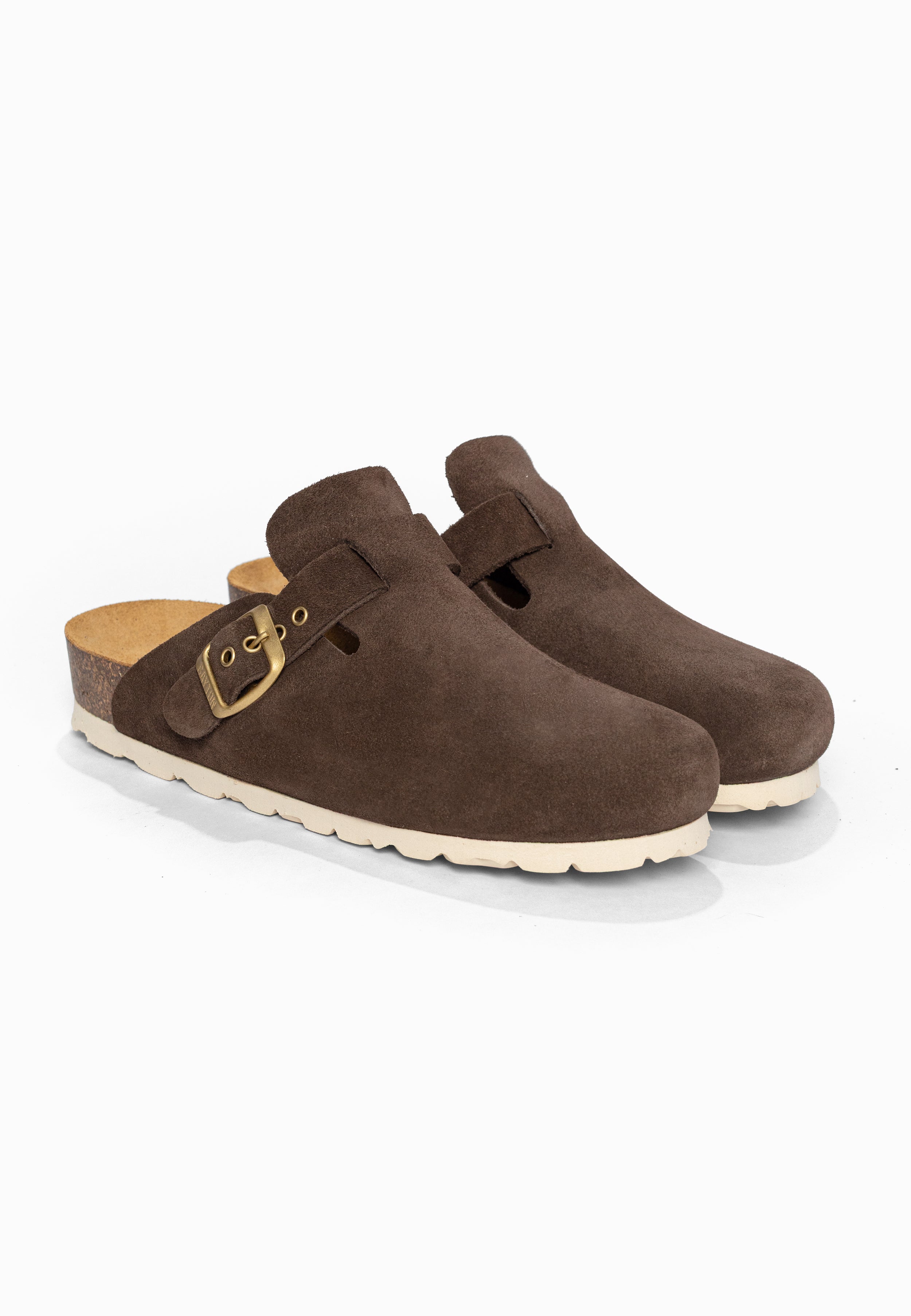 Sabots Milky Marron en Cuir Suédé Bayton pour Femme
