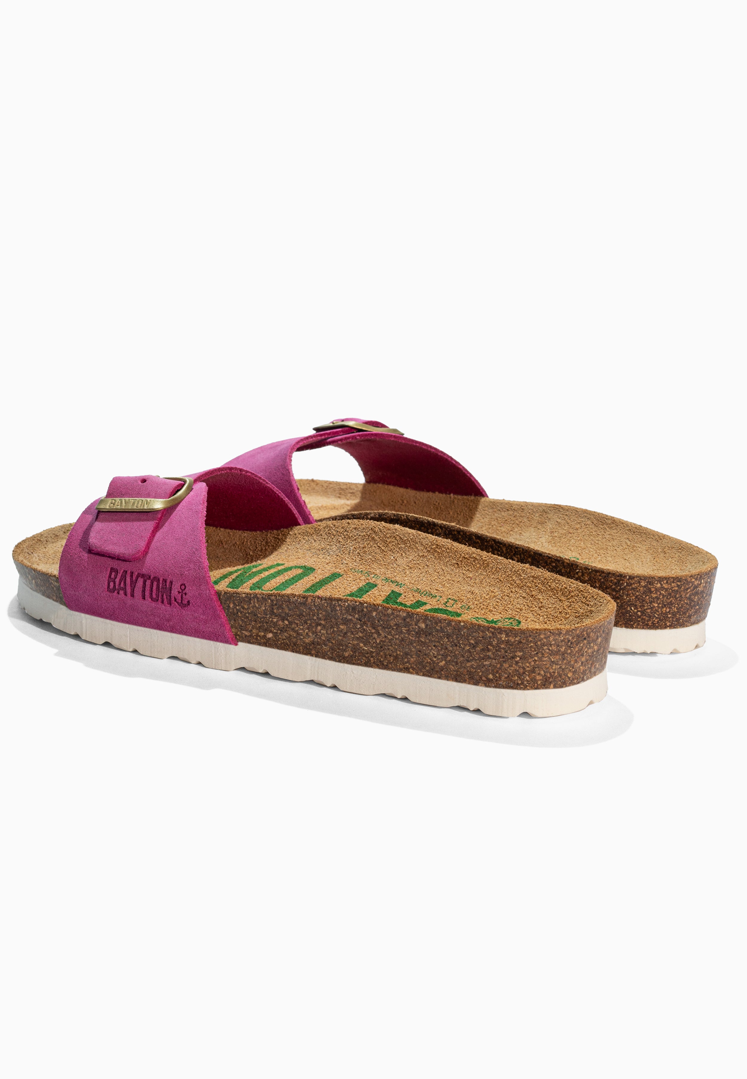 Sandales 1 Bride Zephyr Fuschia en Cuir Suédé Bayton pour Femme