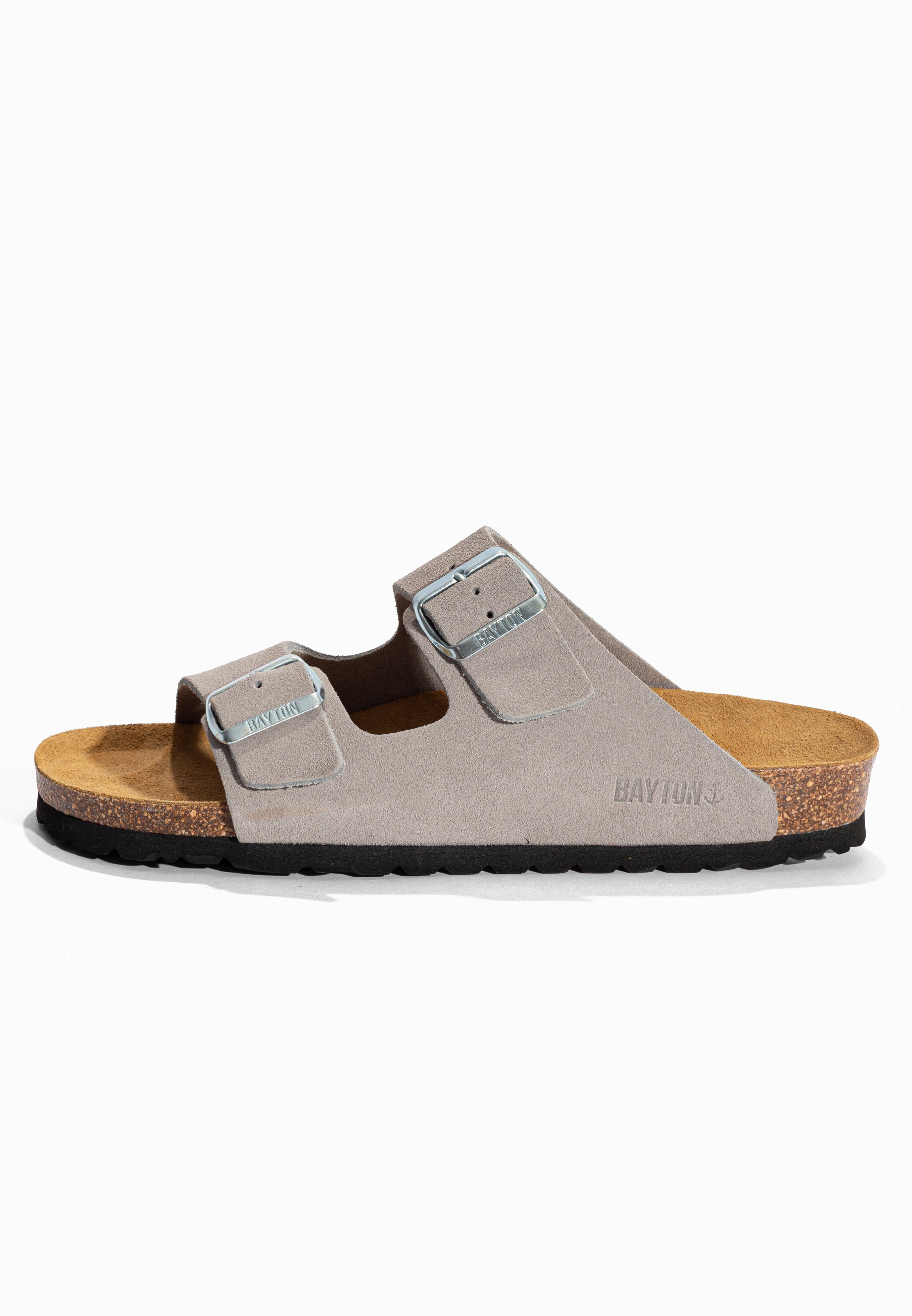 Sandales 2 Brides Atlas Gris en Cuir Suédé Bayton pour Homme