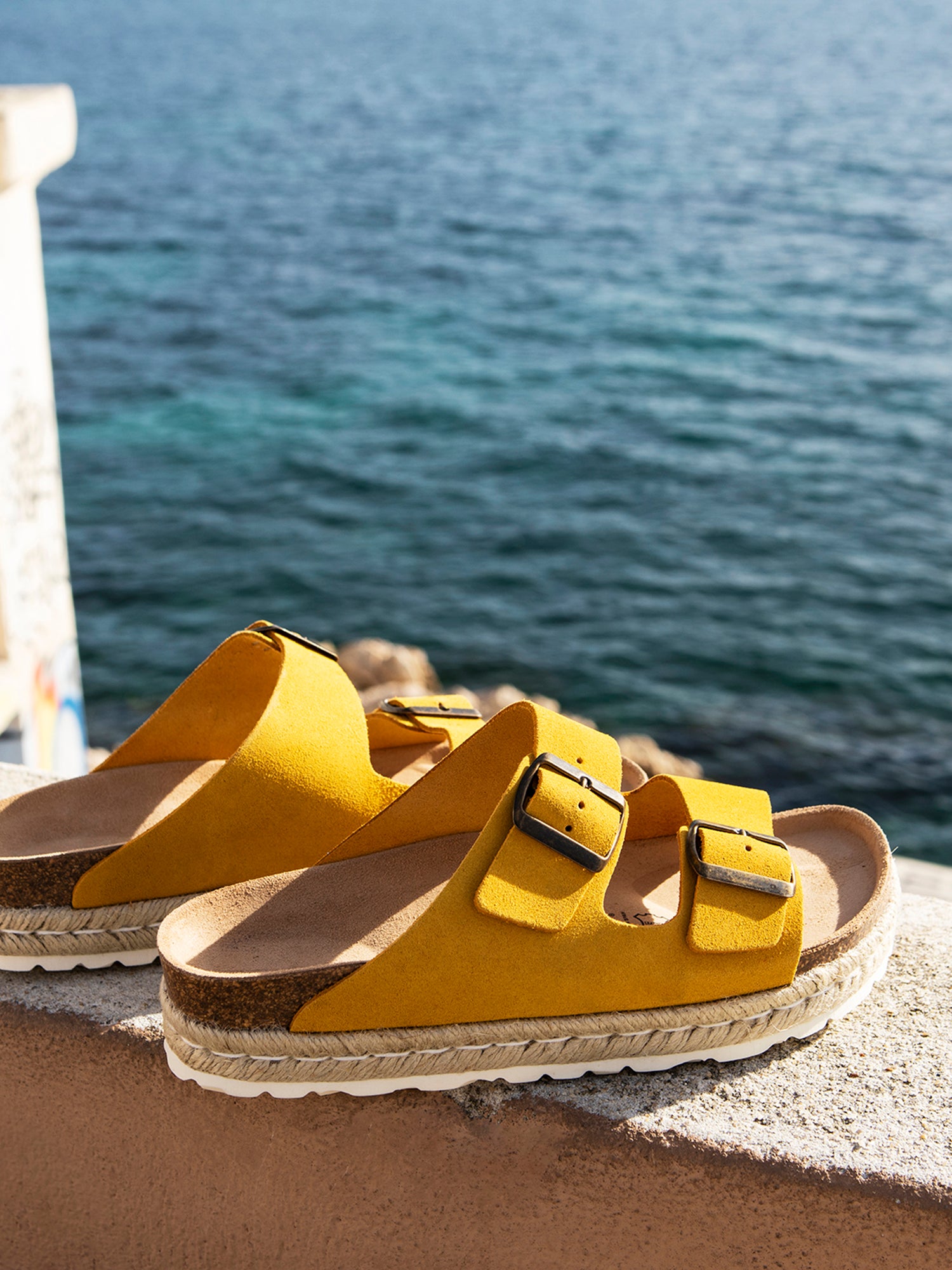 Alcee Mustard Suede Leather Platform Sandals