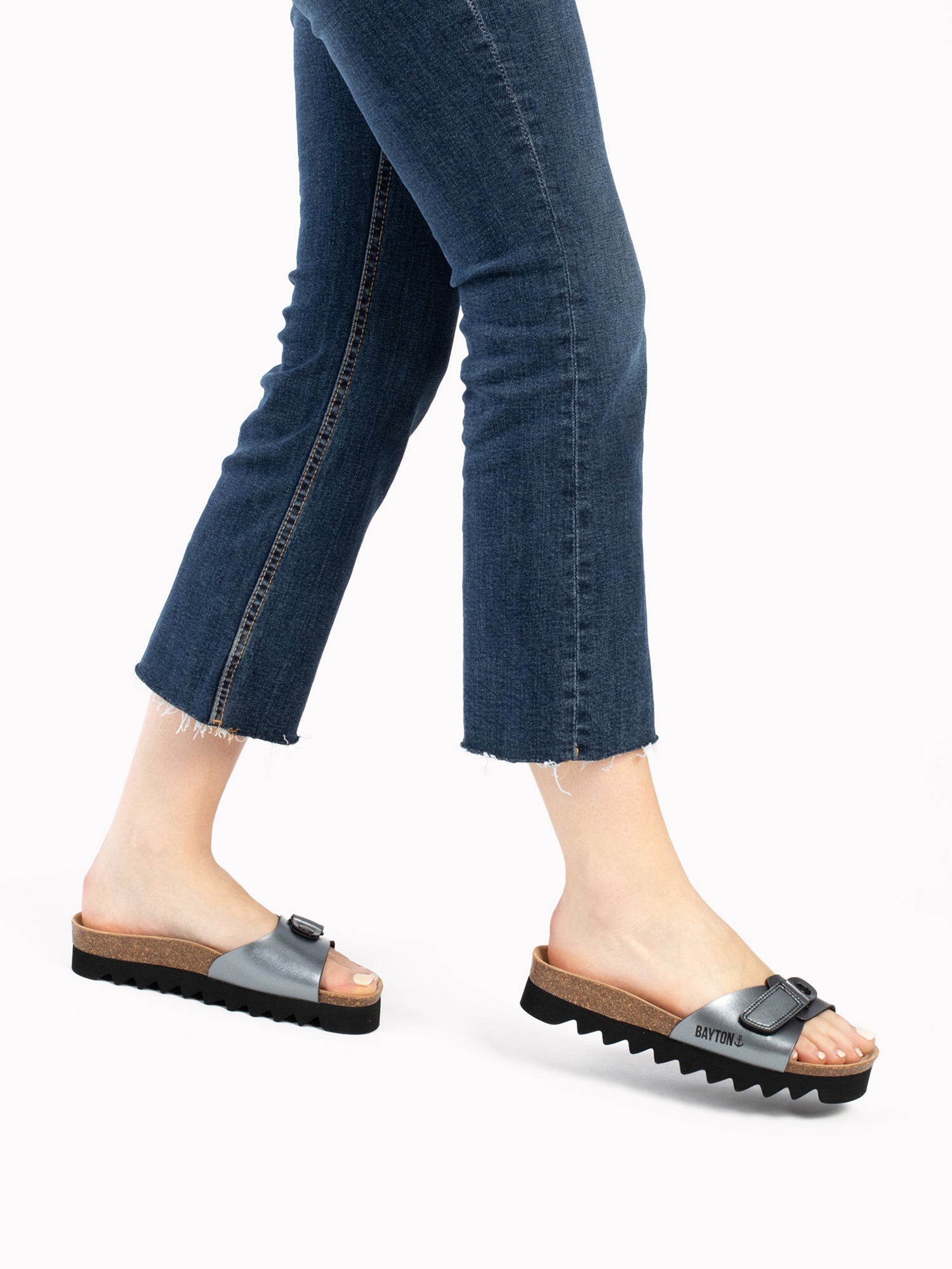 Sandales Calypso Argentées Foncées à Plateforme