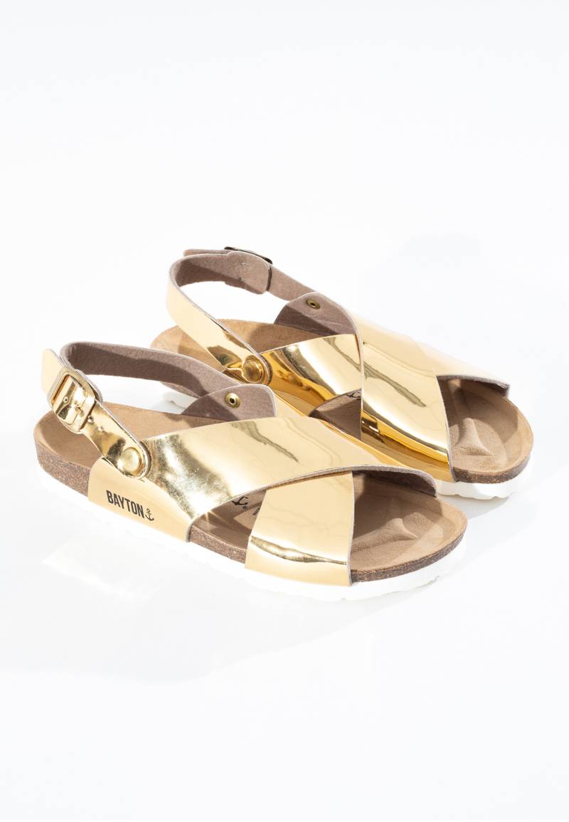 Sandales-Lime-Doré-Multi-Brides-Bayton-femme
