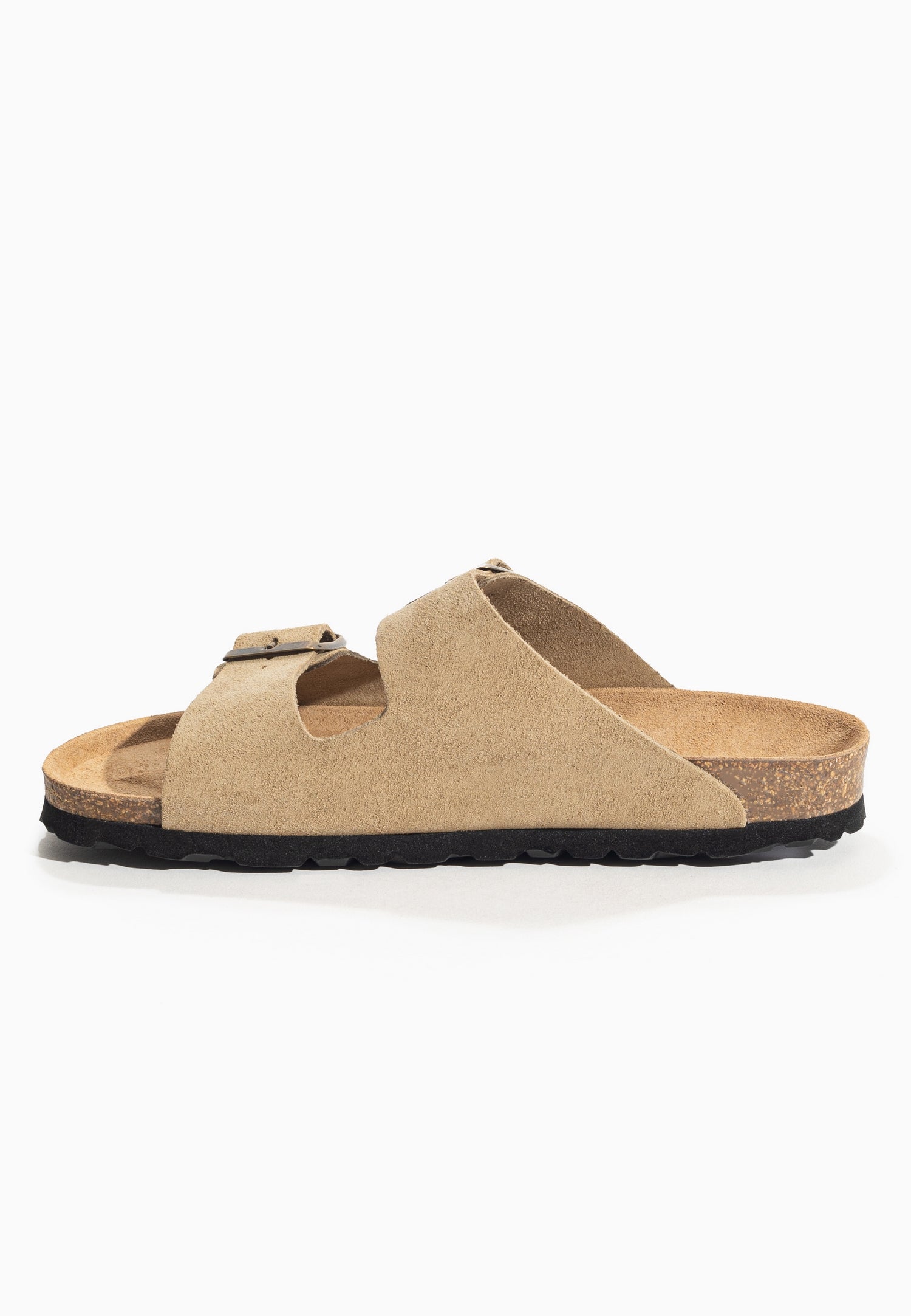 Sandales 2 Brides Atlas Beige Femme en Cuir Suédé