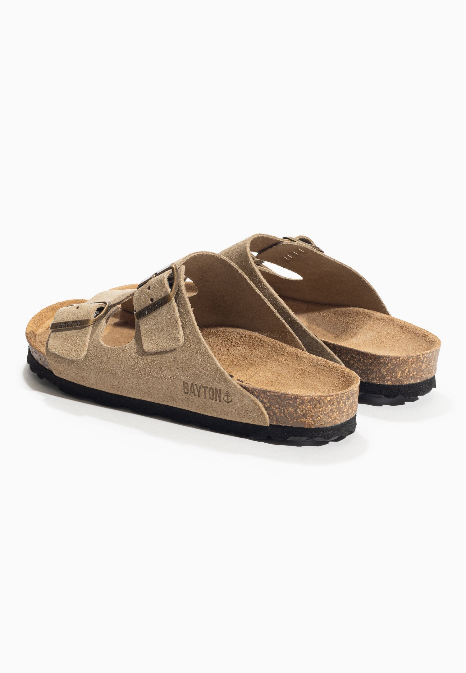 Sandales 2 Brides Atlas Beige Femme en Cuir Suédé