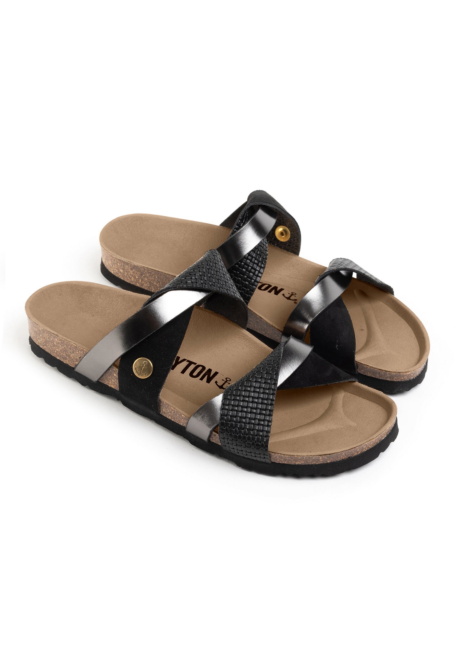 Sandales 2 Brides Biarritz Noir Et Anthracite