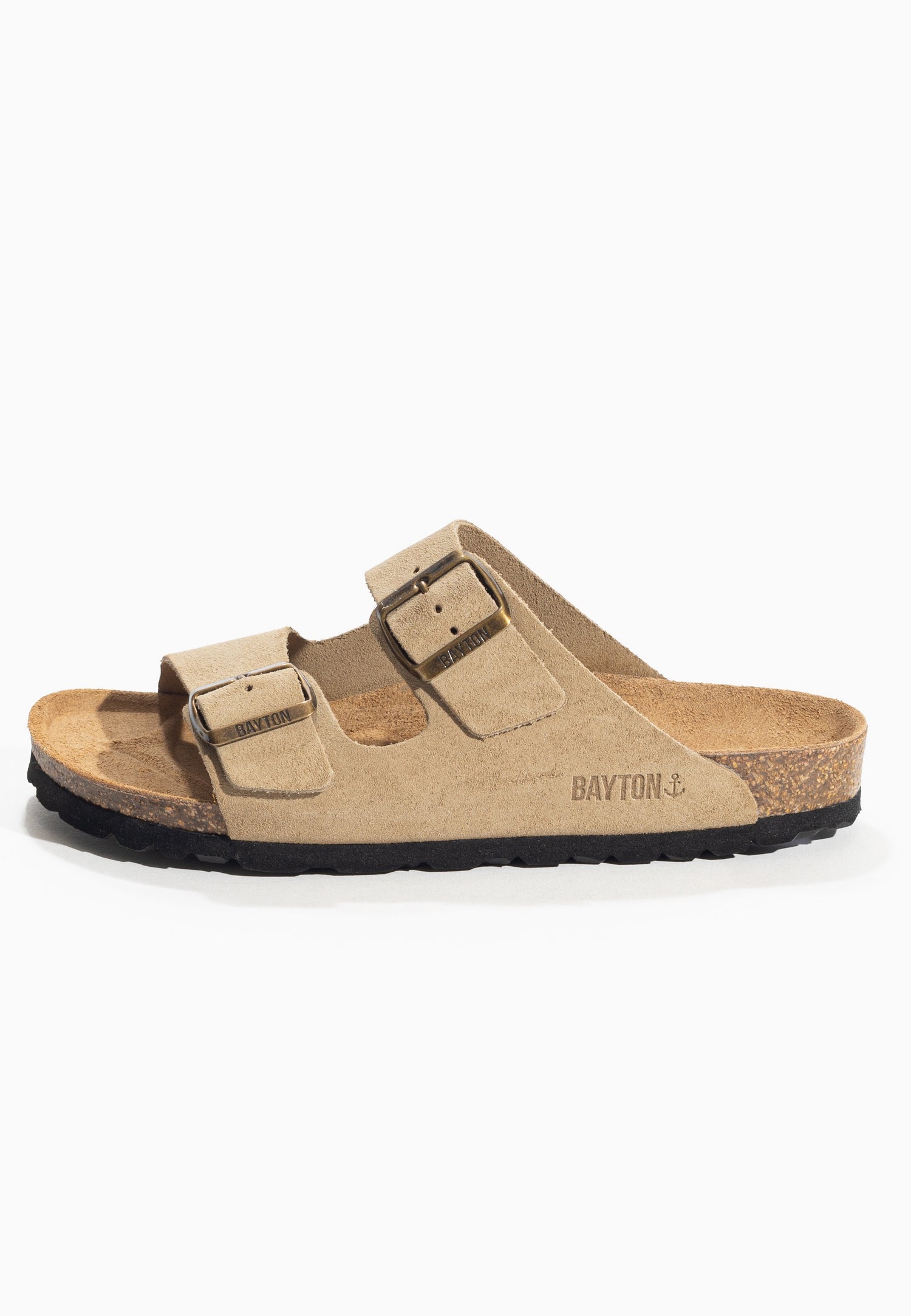 Sandales 2 Brides Atlas Beige Femme en Cuir Suédé