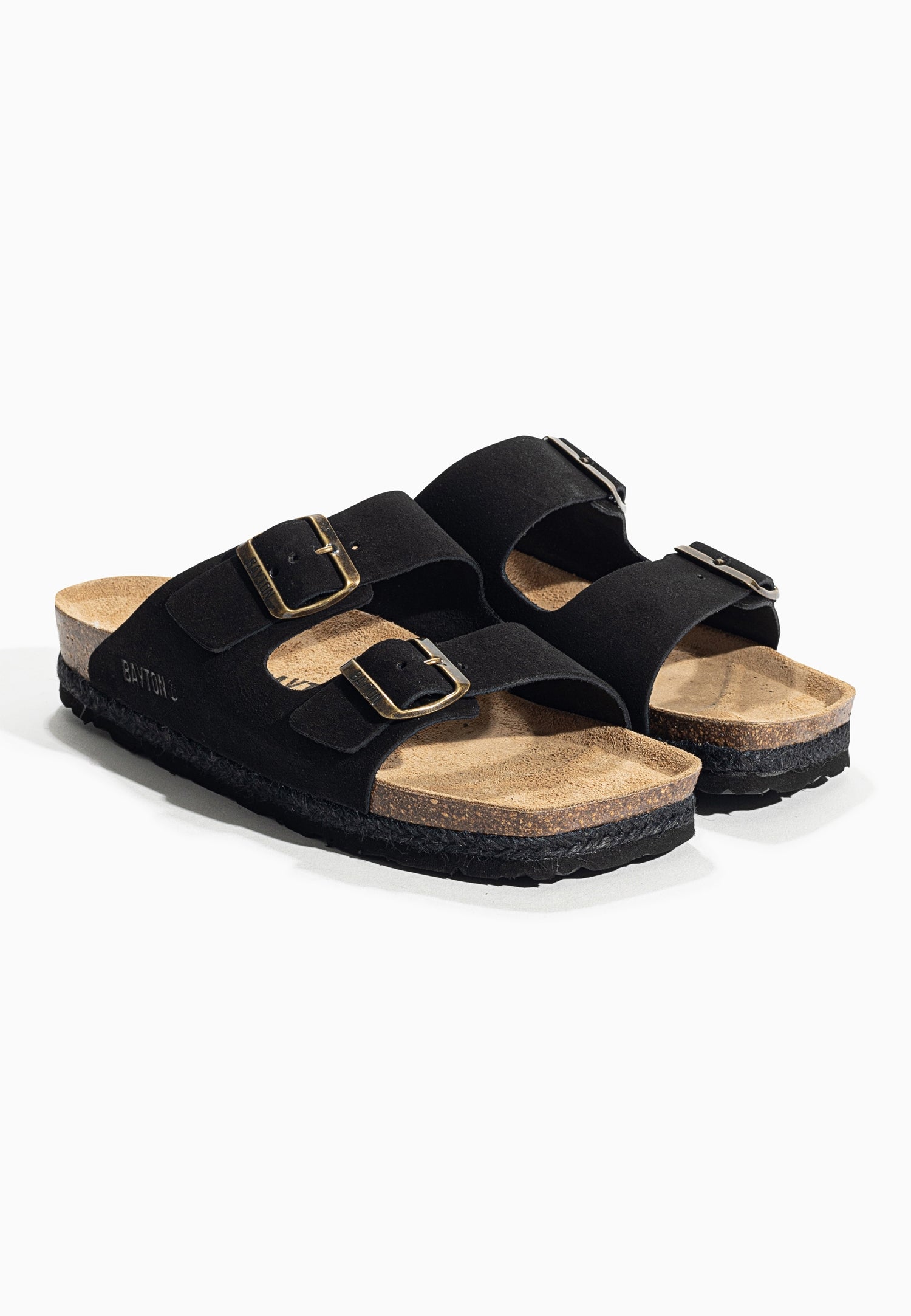 Sandales 2 Brides Benalla Noir en Cuir Suédé