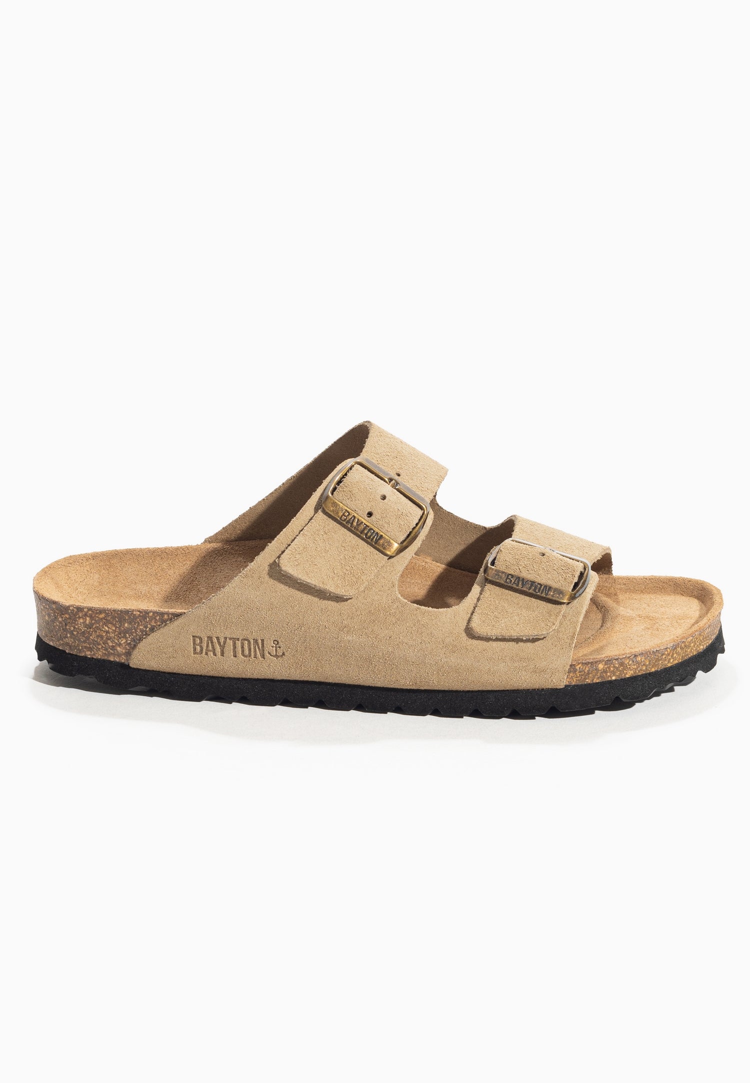 Sandales 2 Brides Atlas Beige Femme en Cuir Suédé