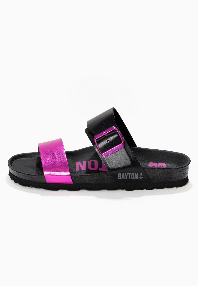 Sandalias Valence Negro y Fucsia