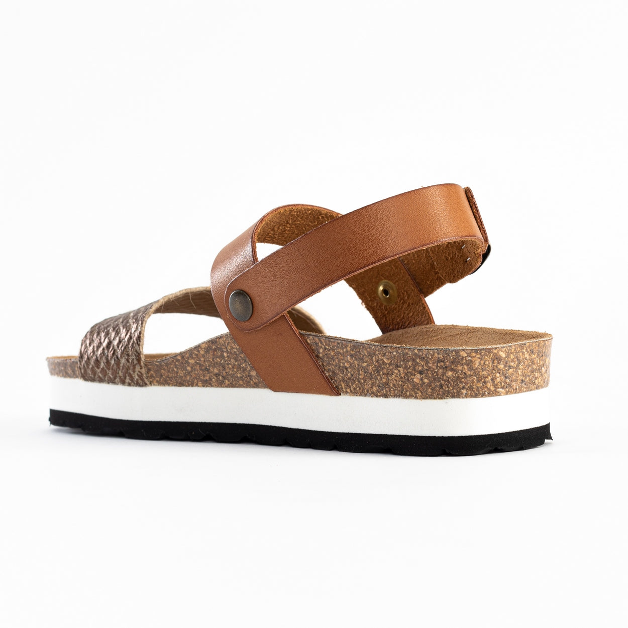 Almeria Bronze and Camel Platform Sandals