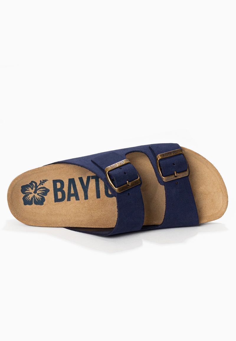 Sandales 2 Brides Atlas Bleu Marine en Cuir Suédé