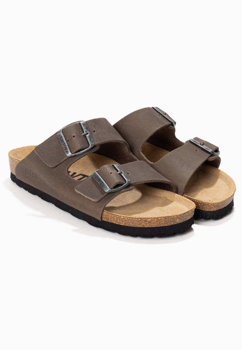 Sandales 2 Brides Atlas Anthracite 100% Cuir