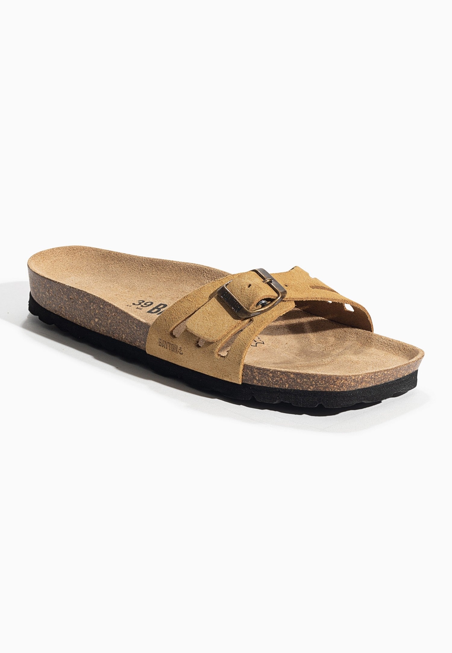 Athena Camel Suede Leather 1 Strap Sandals