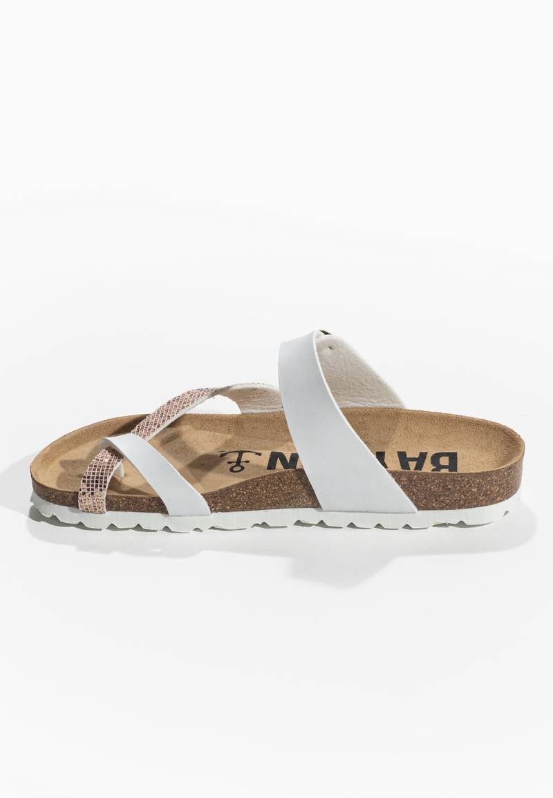 Sandales Diane Blanc et Rose gold pailletées à Entre-Doigts